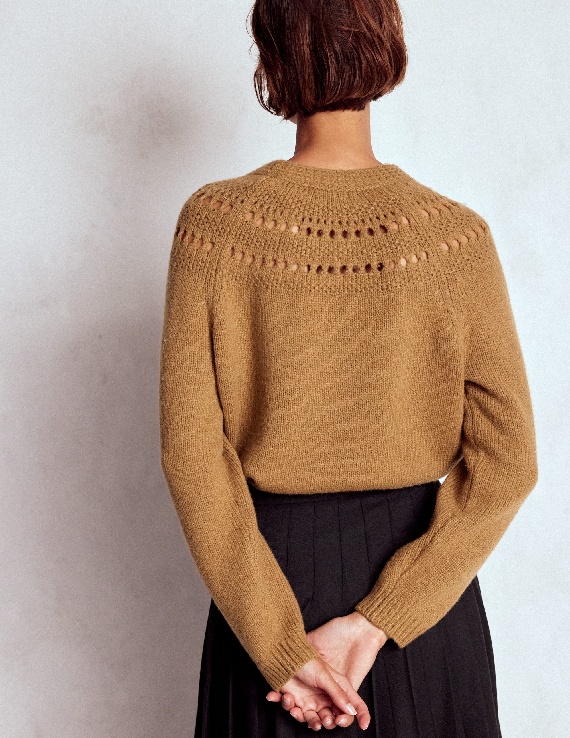 Flauschiger Grobstrickpullover-Camel Meliert - Image 3