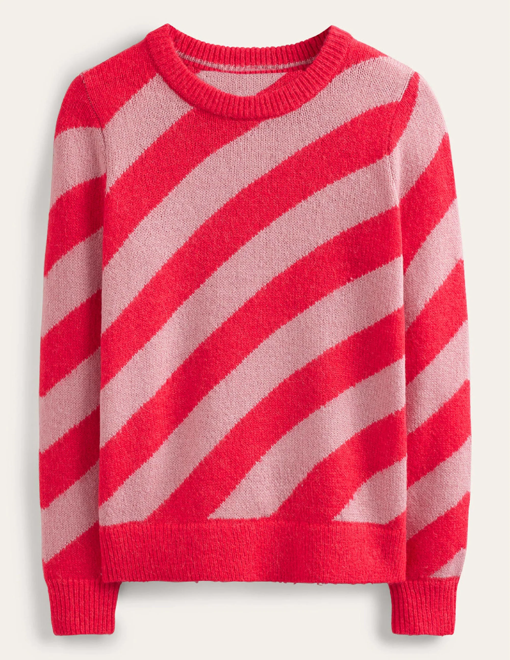 Flauschiger Pullover mit diagonalen Streifen-Orange/Pink gestreift - Image 6