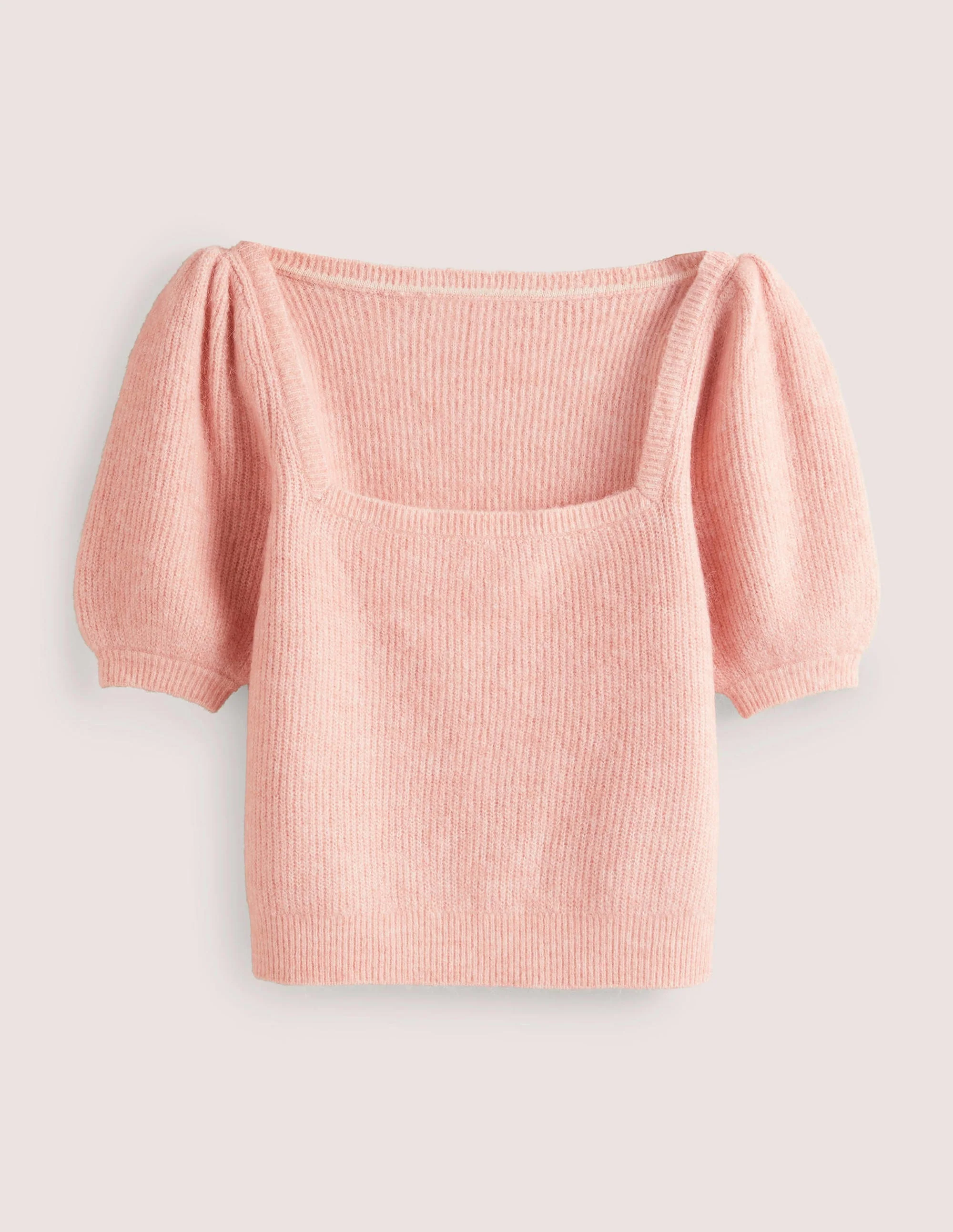 Flauschiger Pullover mit eckigem Ausschnitt-Eisrosa - Image 6