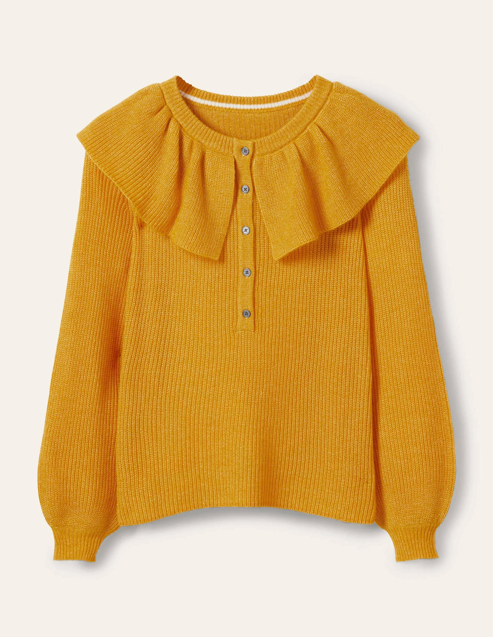 Flauschiger Pullover mit Rüschenkragen-Sonnengelb - Image 6
