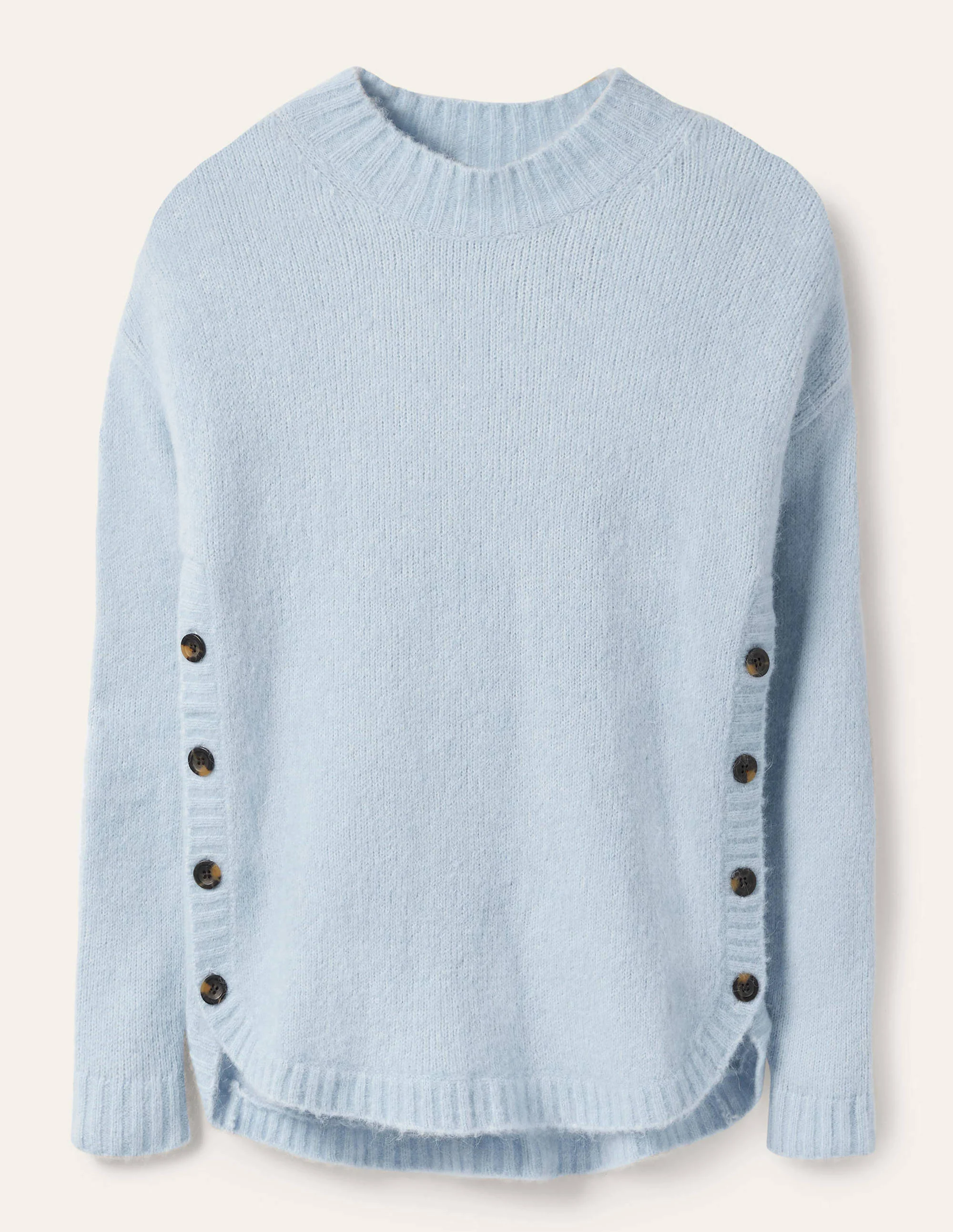 Flauschiger Pullover mit seitlichem Knopf-Surfblau - Image 5