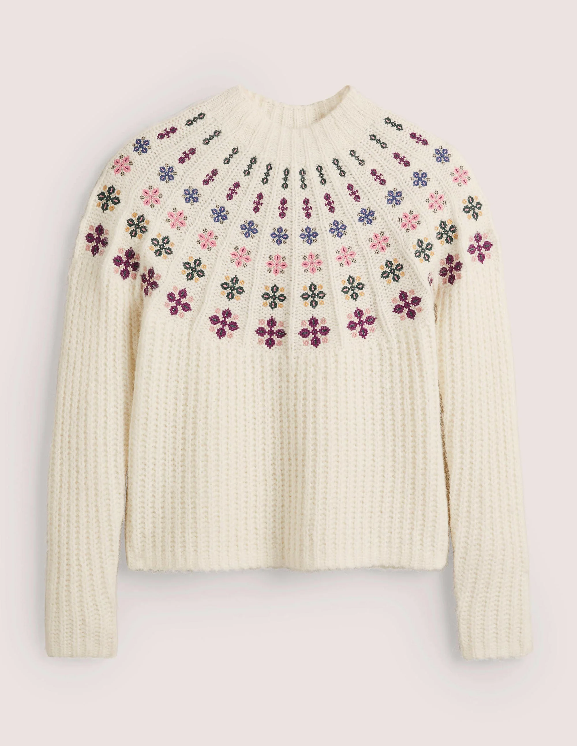 Flauschiger Pullover mit Stickerei-Naturweiß/Bunt, Stickerei - Image 7