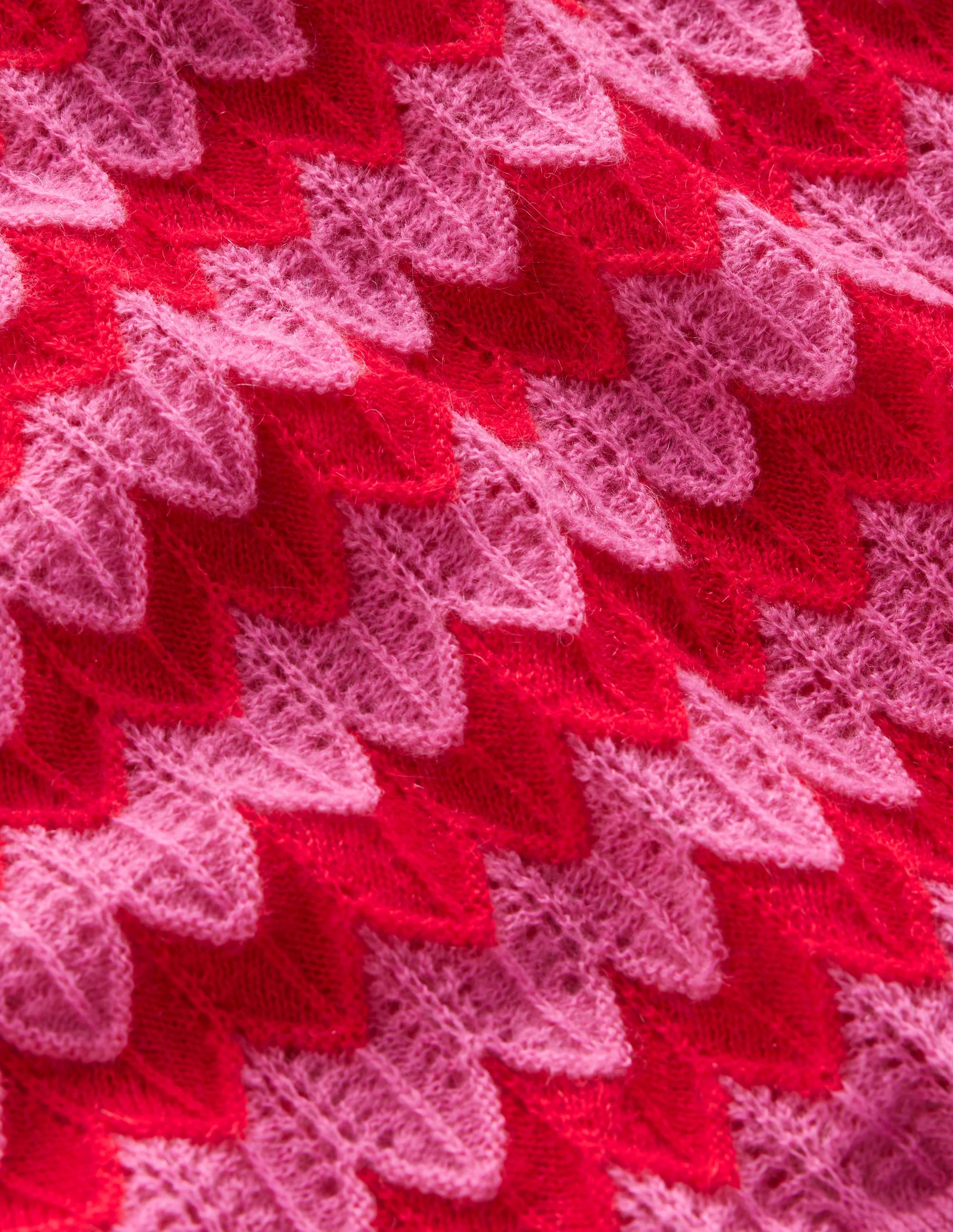 Flauschiger Pullover mit Struktur und Ziernaht-Rosa/Rot - Image 6