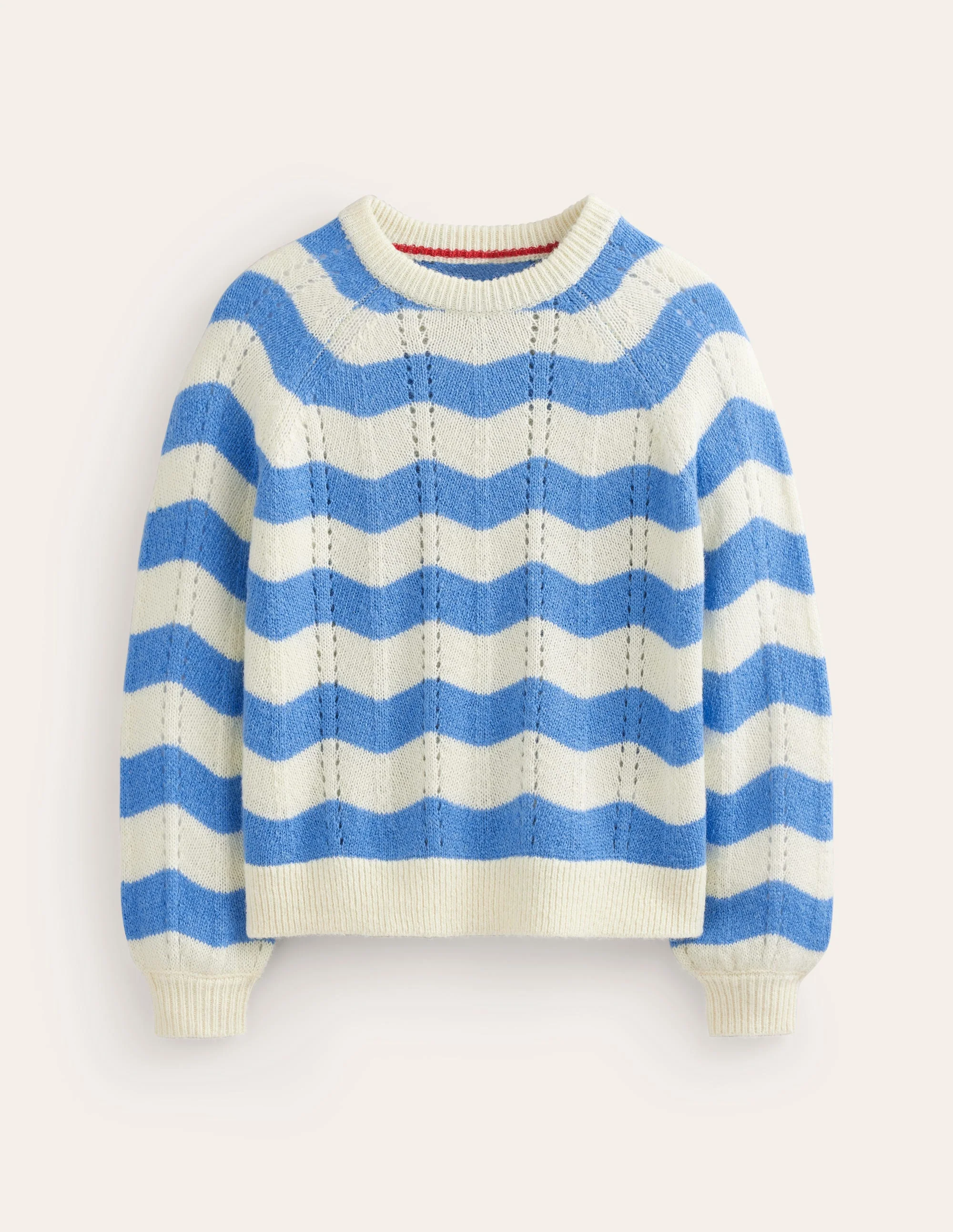 Flauschiger Pullover mit Wellendesign-Surf The Web, Warmes Naturweiß Welle - Image 6
