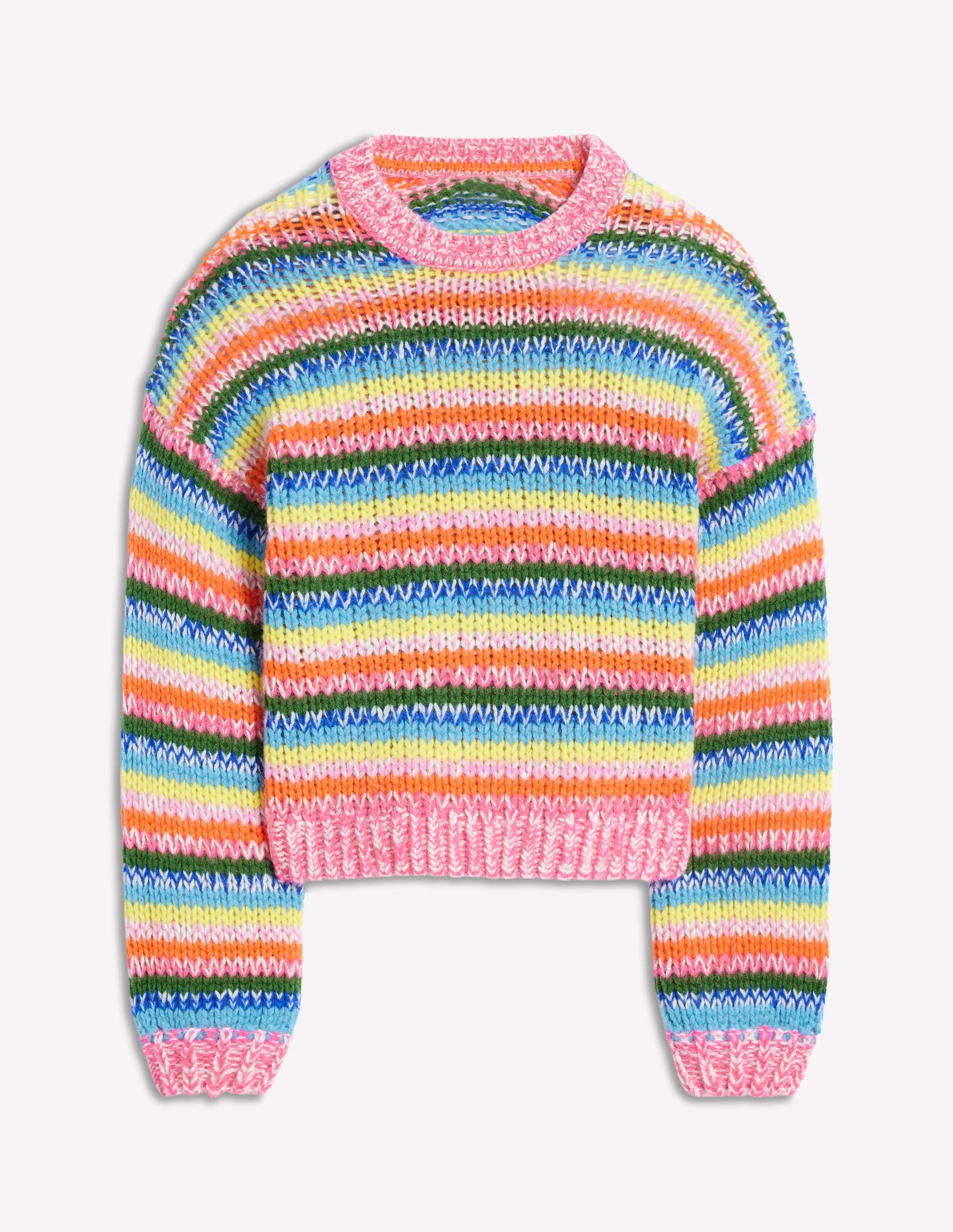 Flauschiger Streifenpullover-Breite Regenbogenstreifen - Image 5
