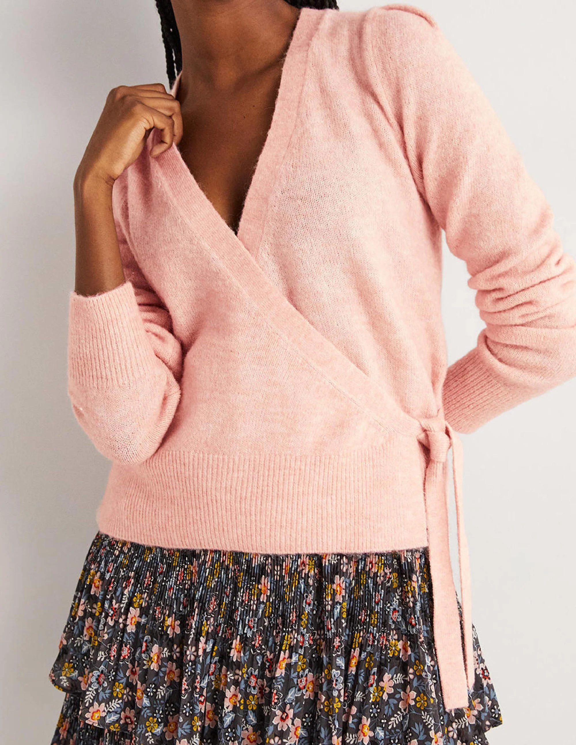 Flauschiger Wickel-Cardigan-Eisrosa - Image 5