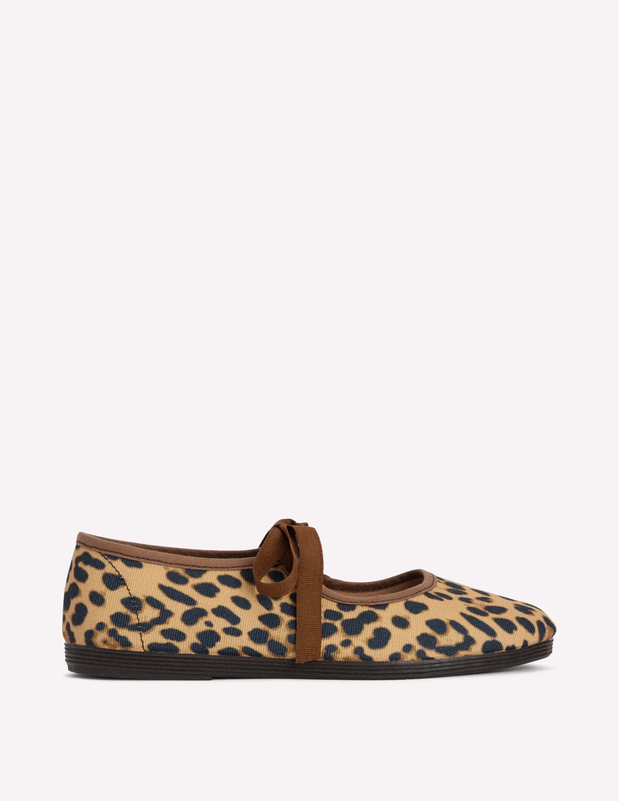 Flexible Mary Janes zum Schnüren-Mohair, Leopardenmuster