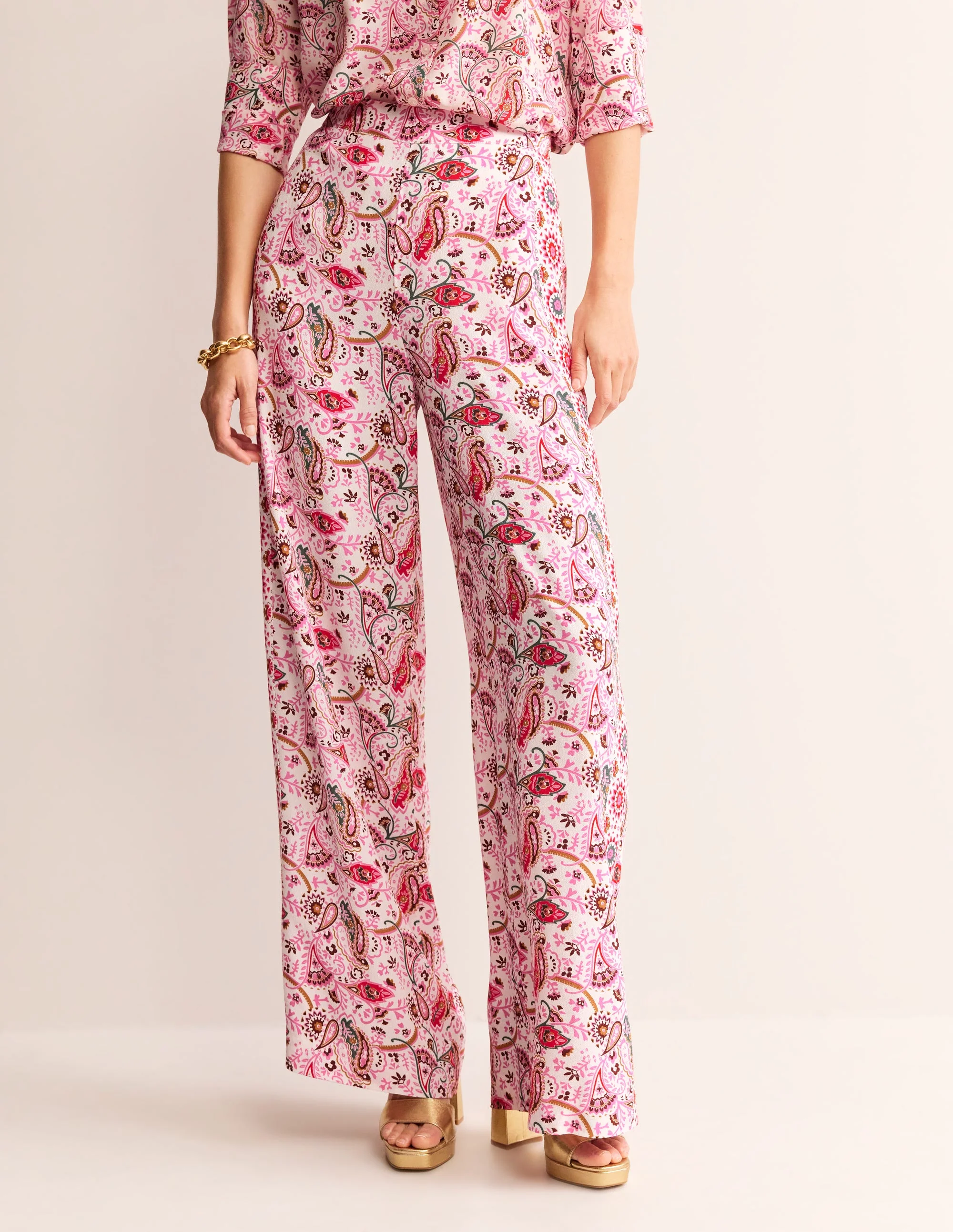 Fließende Palazzohose aus Krepp-Floral Paisley - Image 4