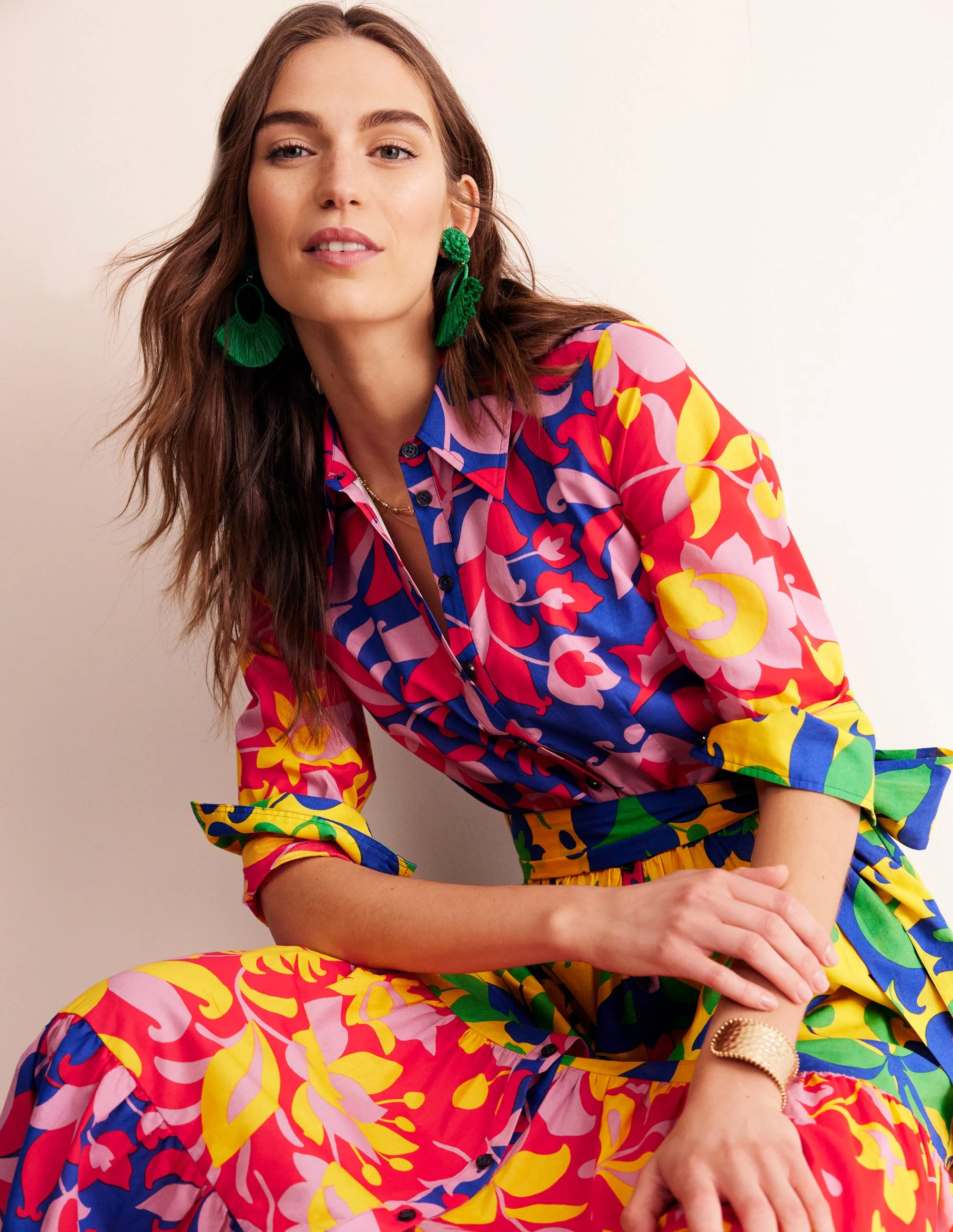 Flo Midi-Hemdblusenkleid aus Baumwolle-Abstrakte Tulpe, Kuddelmuddel - Image 3
