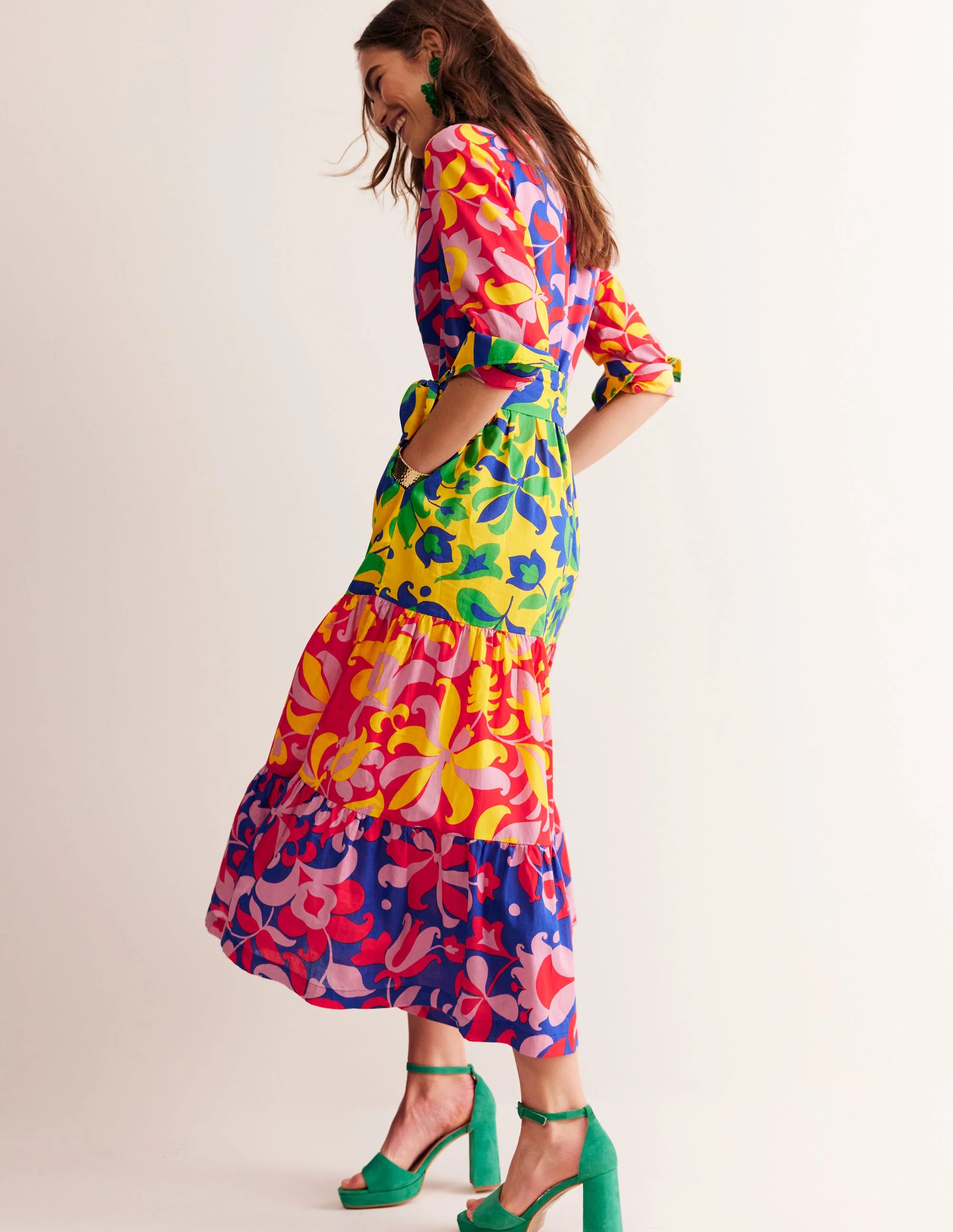 Flo Midi-Hemdblusenkleid aus Baumwolle-Abstrakte Tulpe, Kuddelmuddel - Image 4