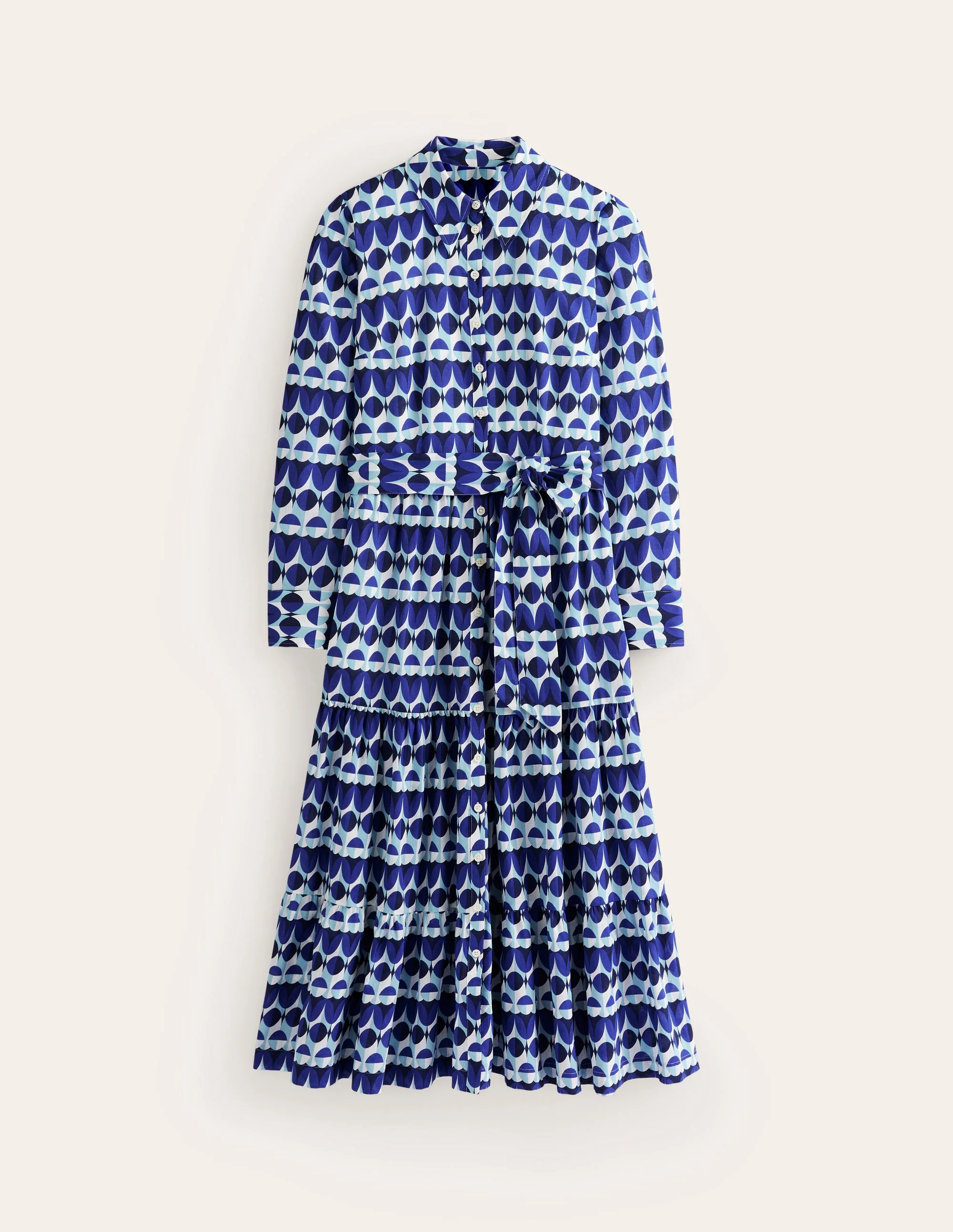 Flo Midi-Hemdblusenkleid aus Baumwolle-Blau, Abstrakte Illusion - Image 8