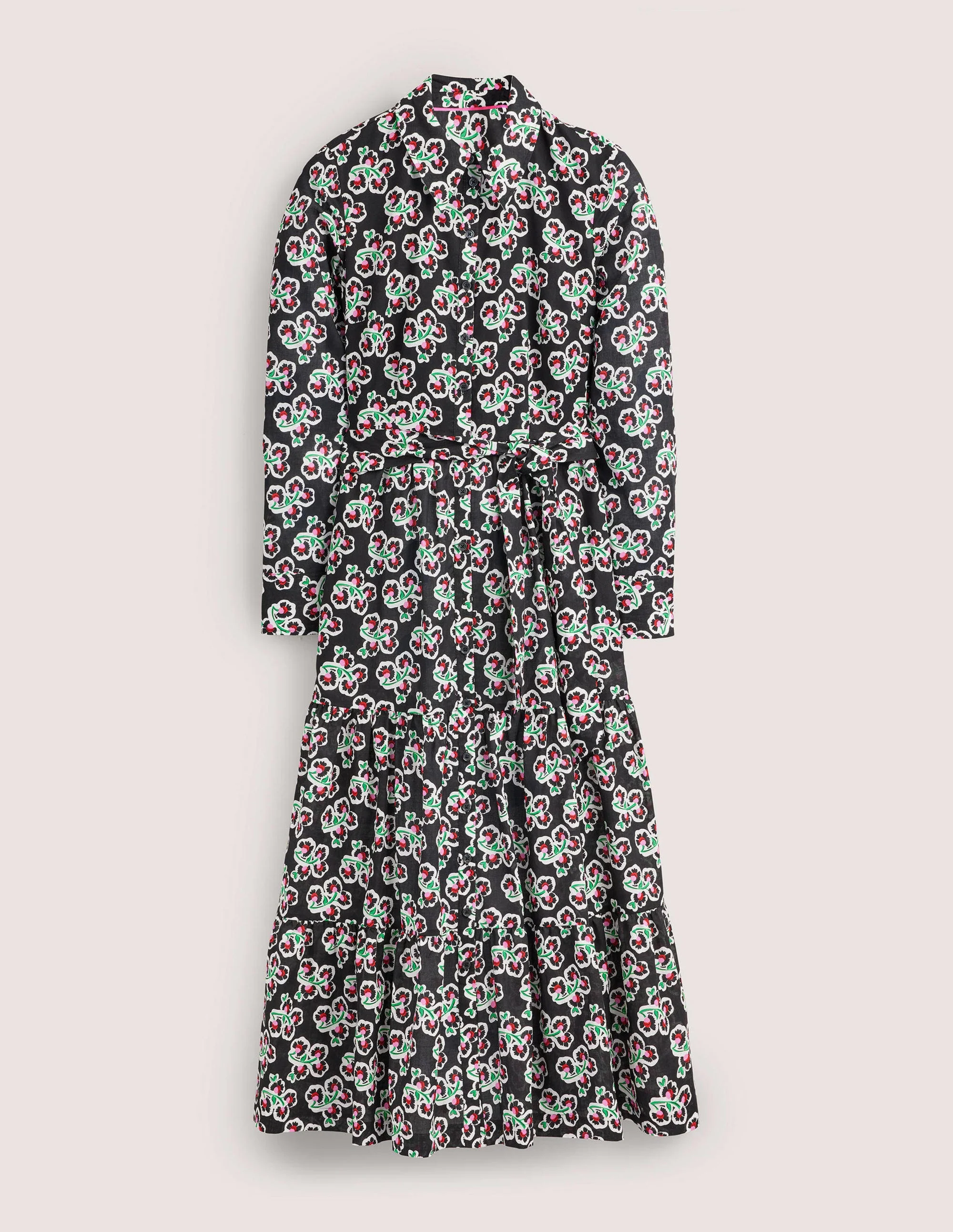 Flo Midi-Hemdblusenkleid aus Baumwolle-Schwarz, Blüten - Image 6