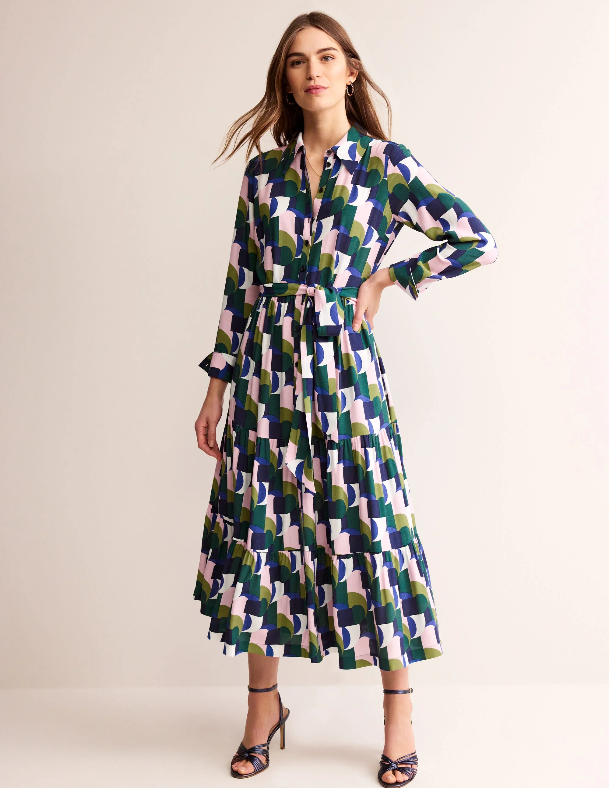 Flo Midi-Hemdblusenkleid-Botanischer Garten, Geometrisch - Image 5