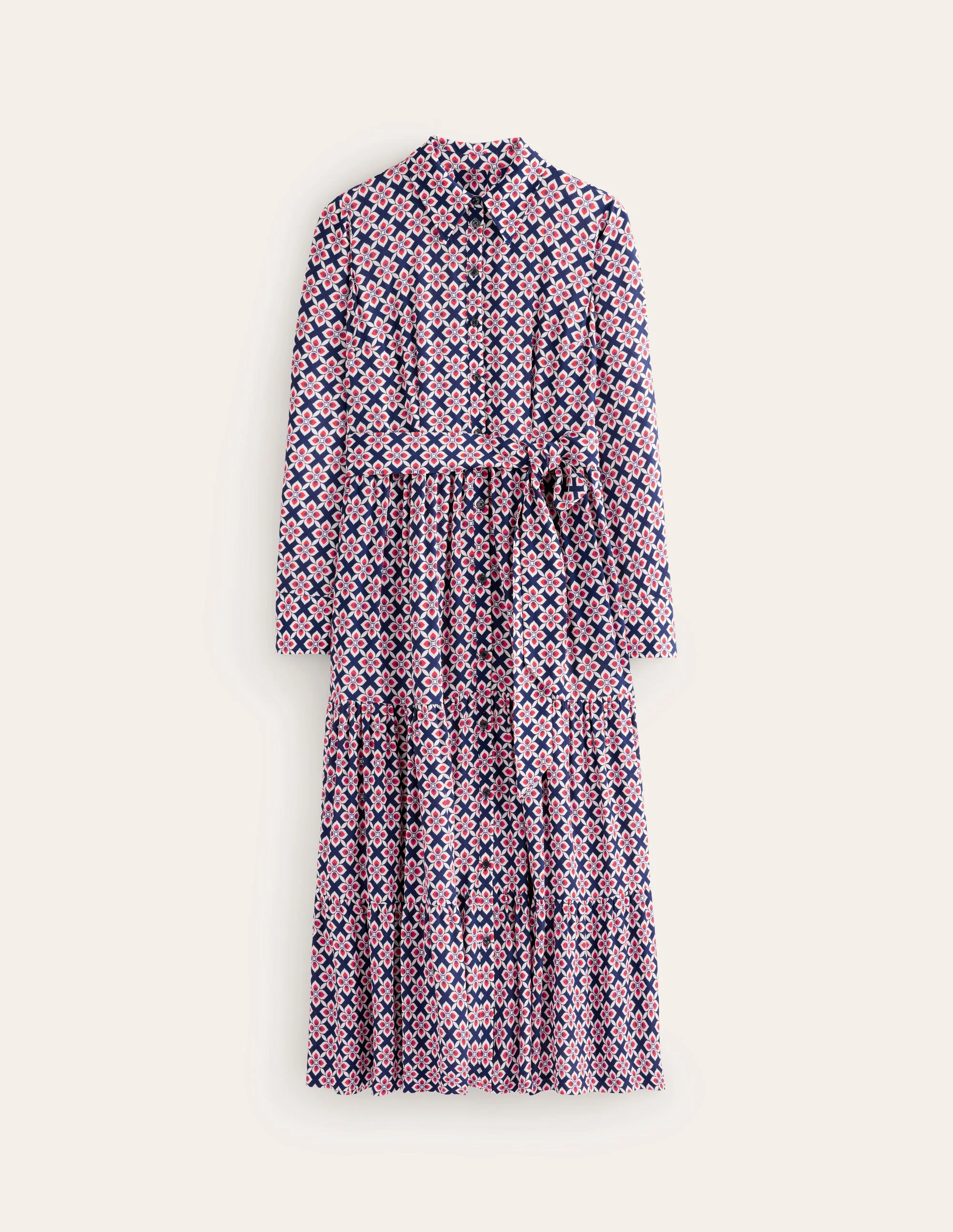 Flo Midi-Hemdblusenkleid-Mohnblumenrot, Diamant Floral - Image 5
