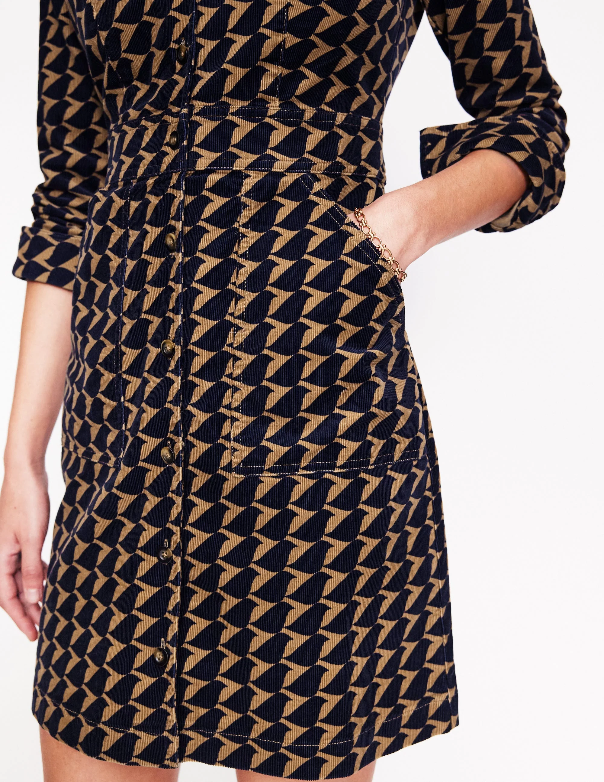 Flora Hemdblusenkleid aus Cord-Gummi, Vogel - Image 2