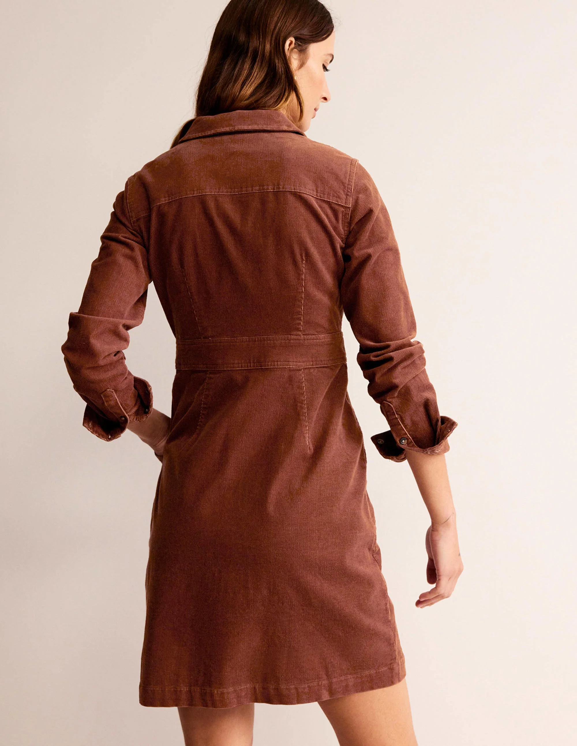 Flora Hemdblusenkleid aus Cord-Schokoladenbraun - Image 3