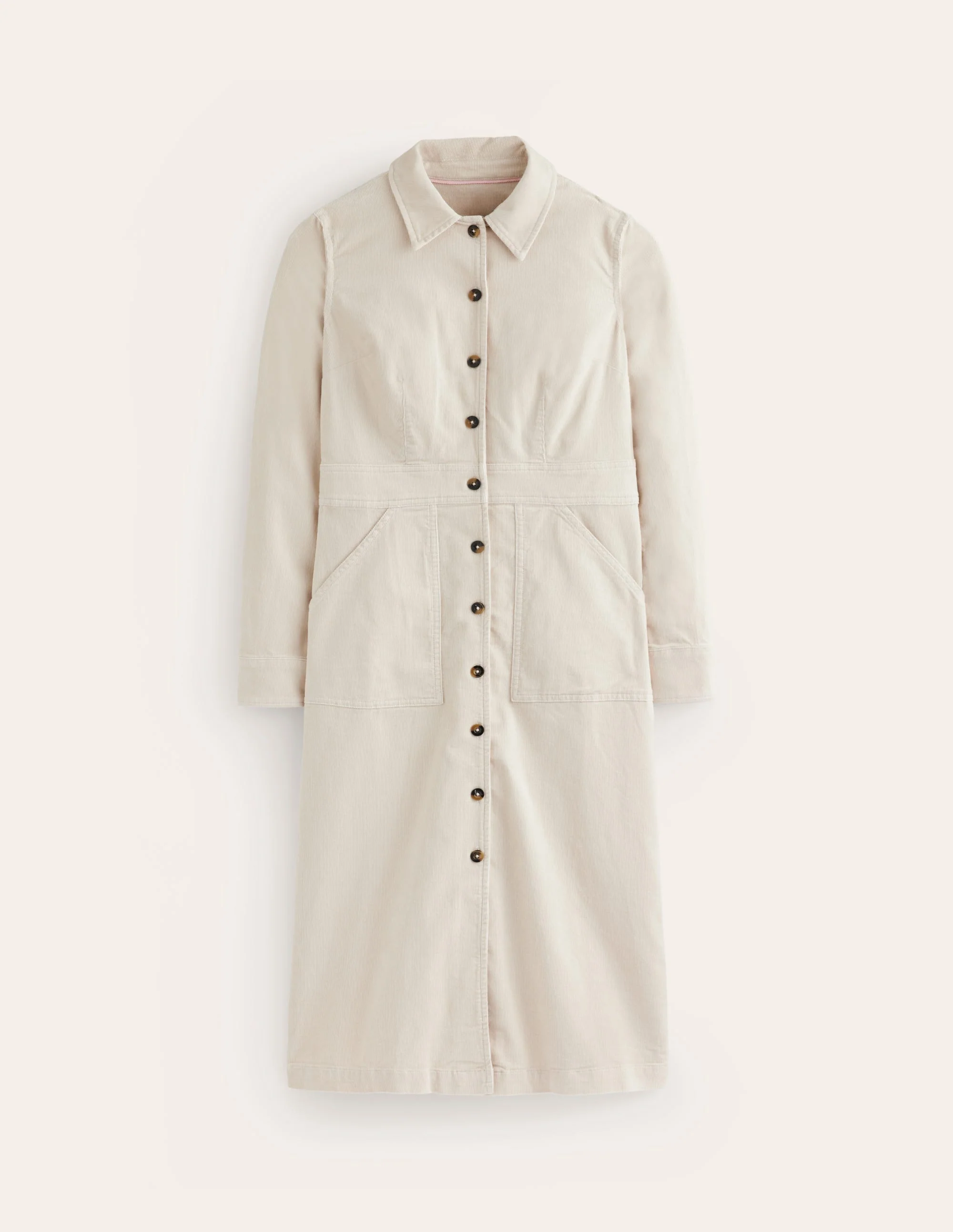 Flora Midi-Hemdblusenkleid aus Cord-Mandel Pfirsich - Image 6