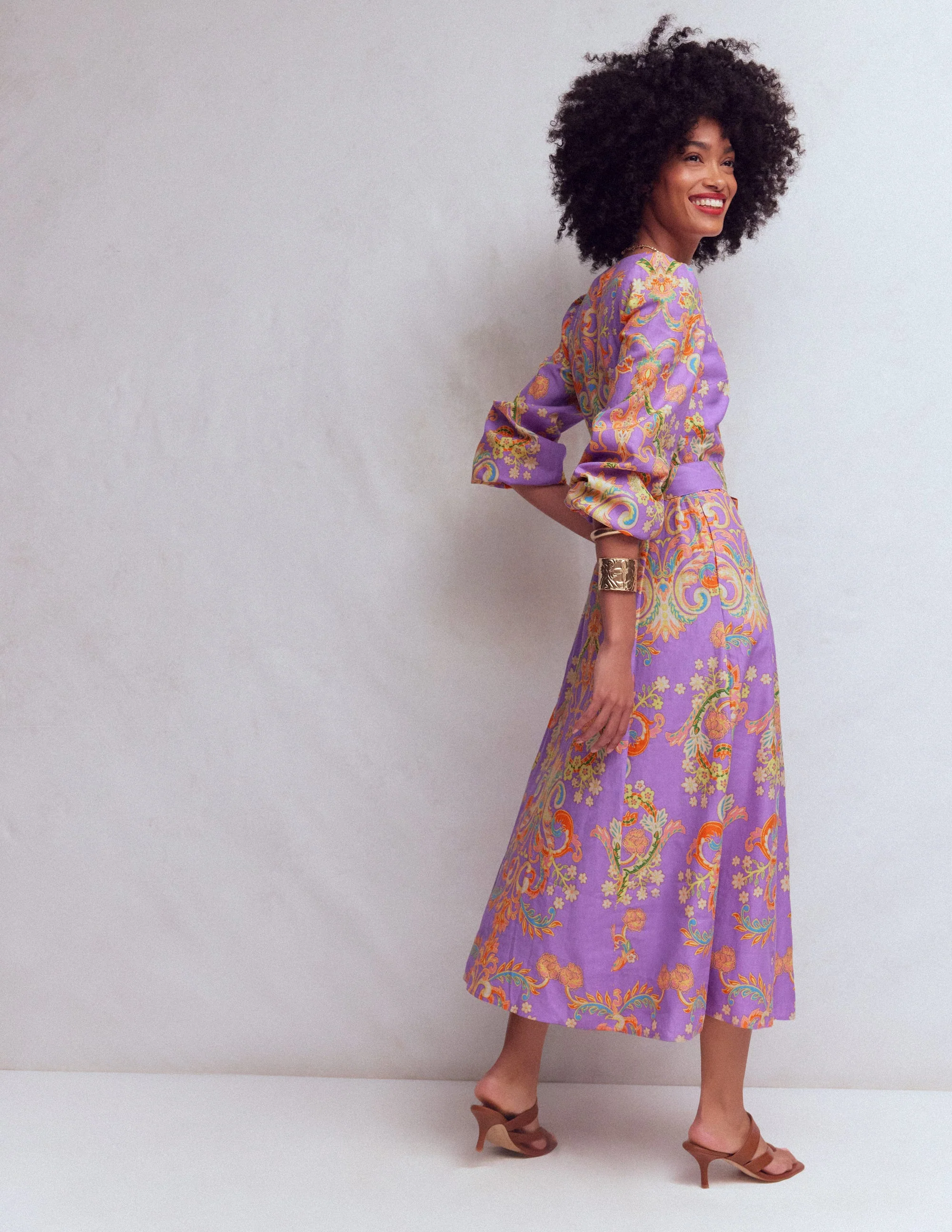 Florence Kleid aus Leinenmischgewebe-Bunt Bezaubernder Blumenstrauß - Image 4