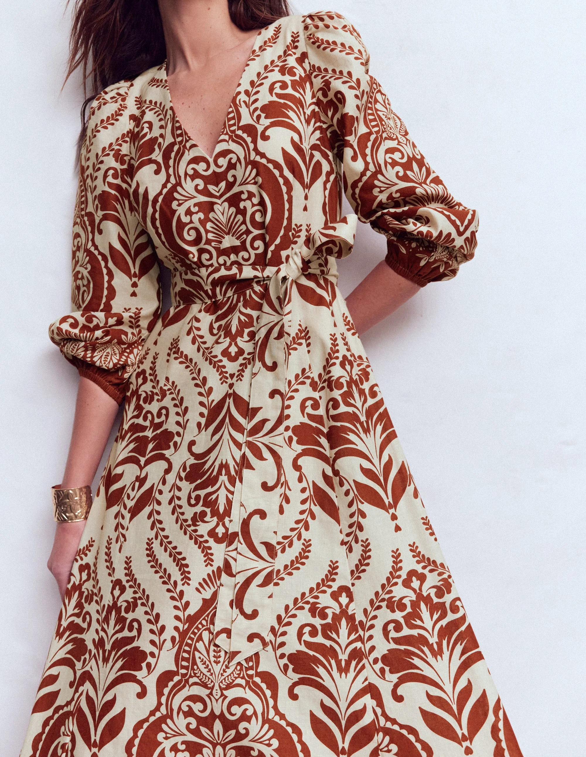 Florence Kleid aus Leinenmischgewebe-Orange, Ziergarten - Image 2