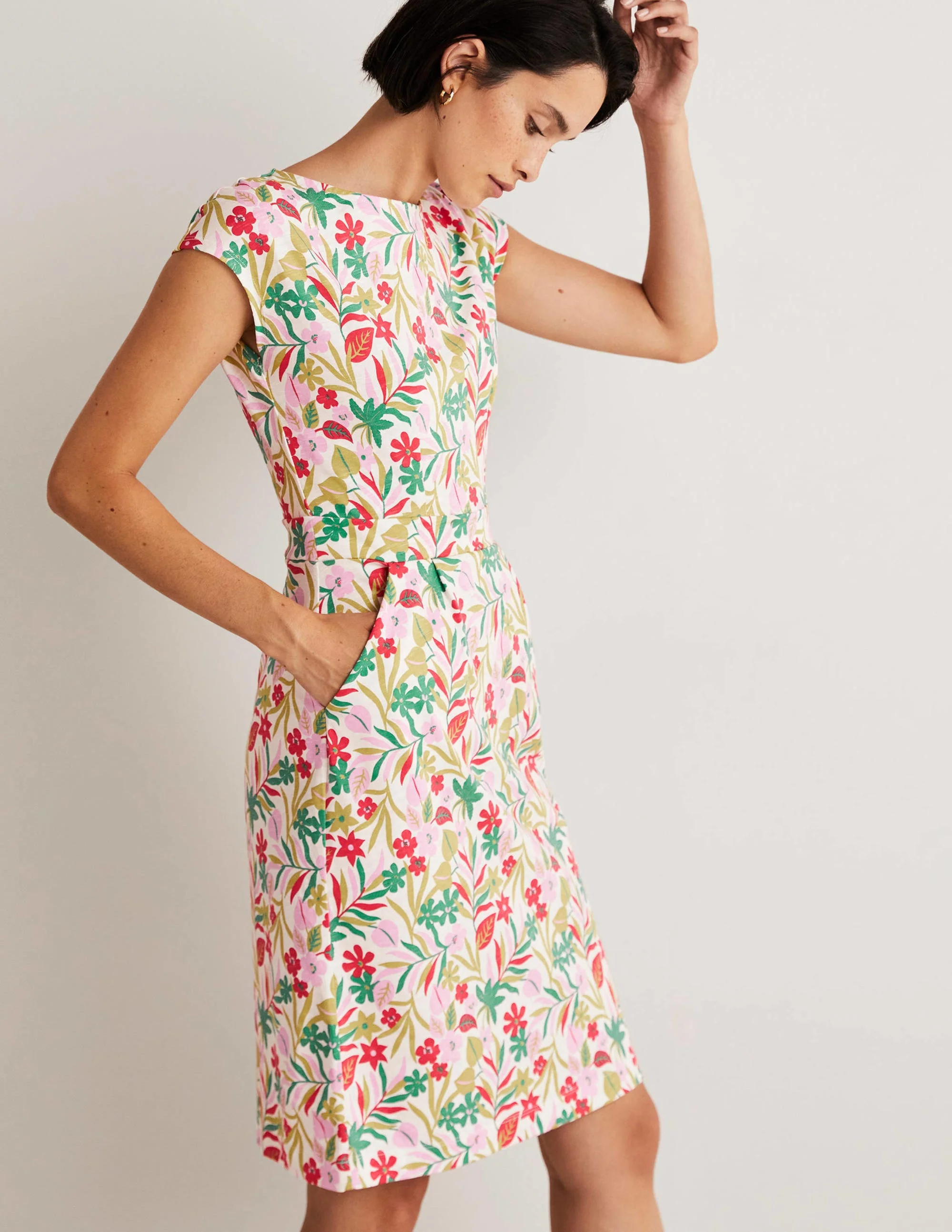 Florrie Jerseykleid-Bunt, Tropische Blätter - Image 5