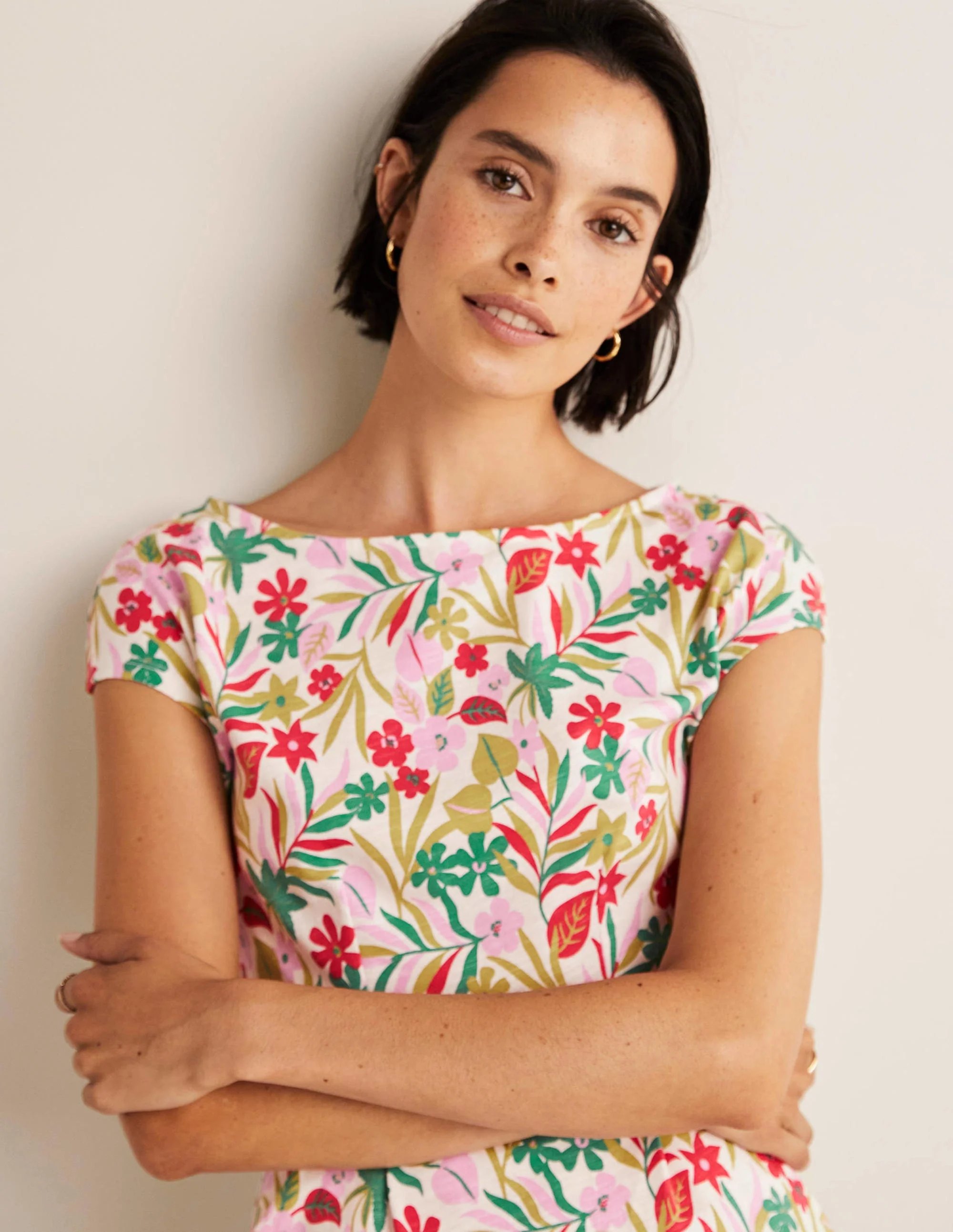 Florrie Jerseykleid-Bunt, Tropische Blätter - Image 7