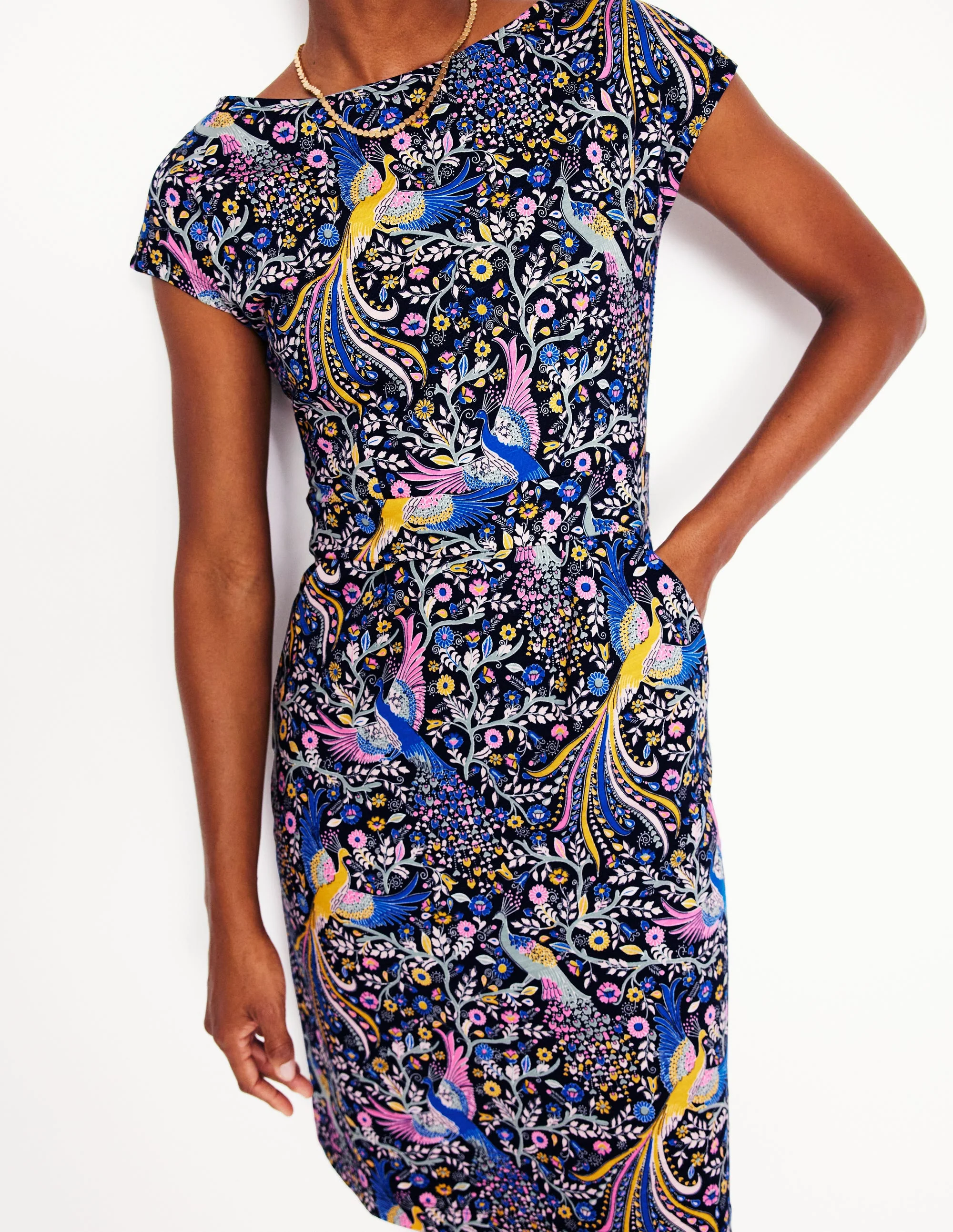 Florrie Jerseykleid-Französisches Marineblau, Bezaubernder Pfau - Image 2