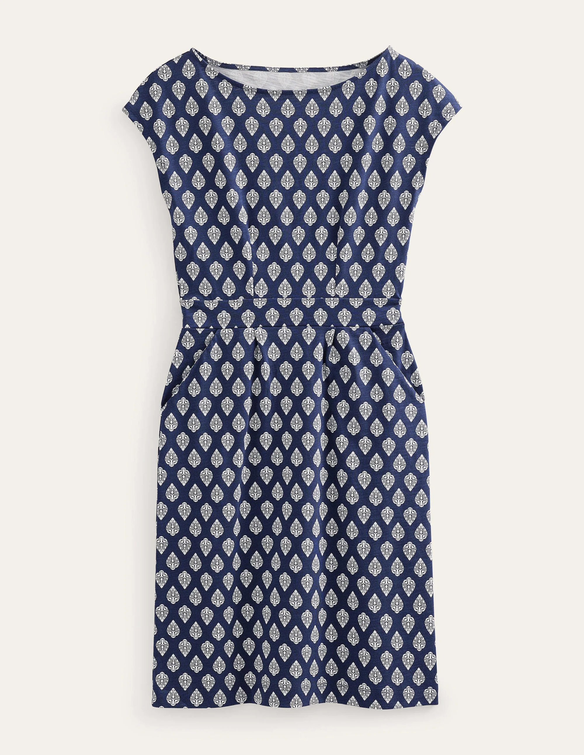 Florrie Jerseykleid-Französisches Marineblau, Jasminknospe - Image 5