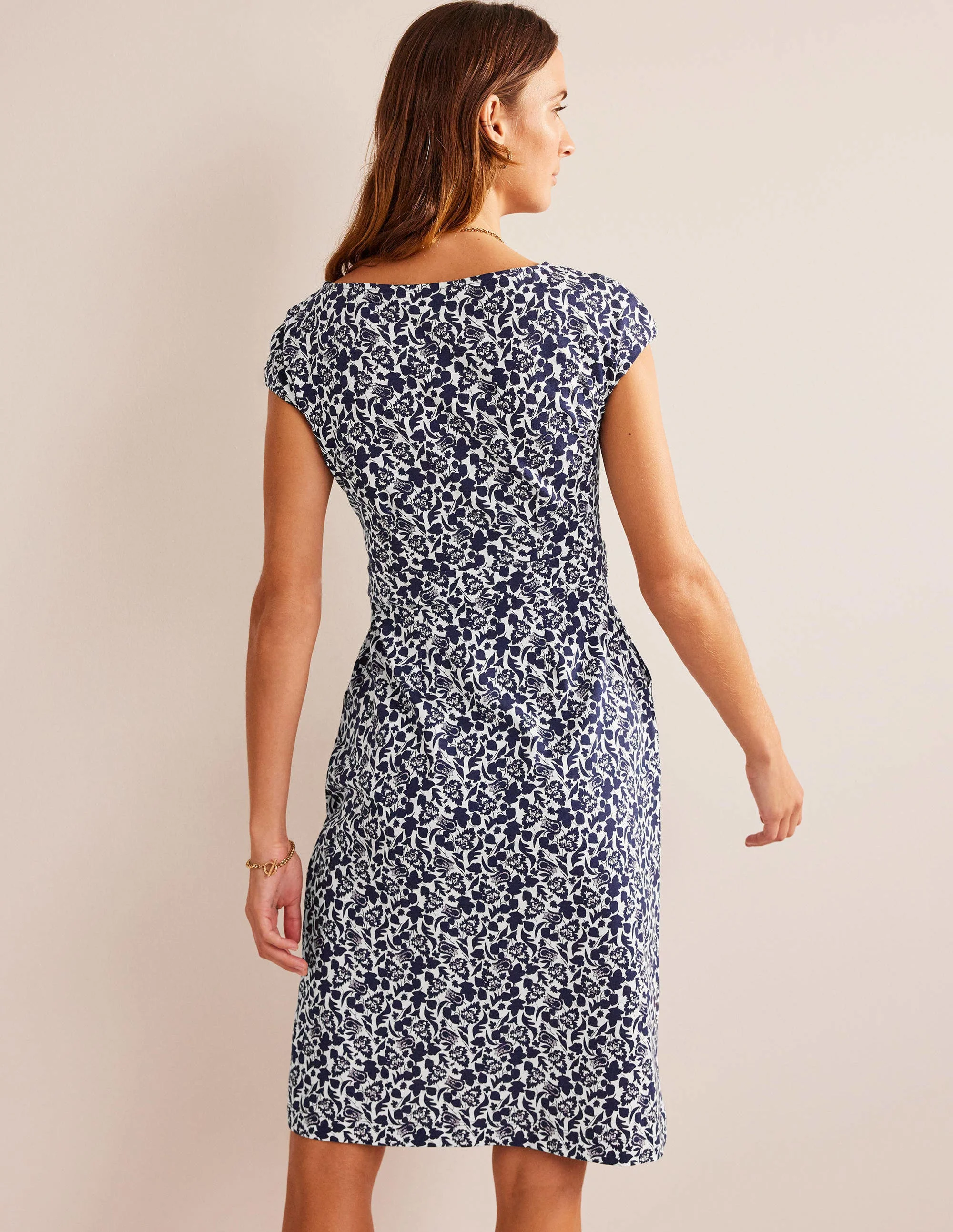 Florrie Jerseykleid-Französisches Marineblau, Tulpenblüte - Image 3