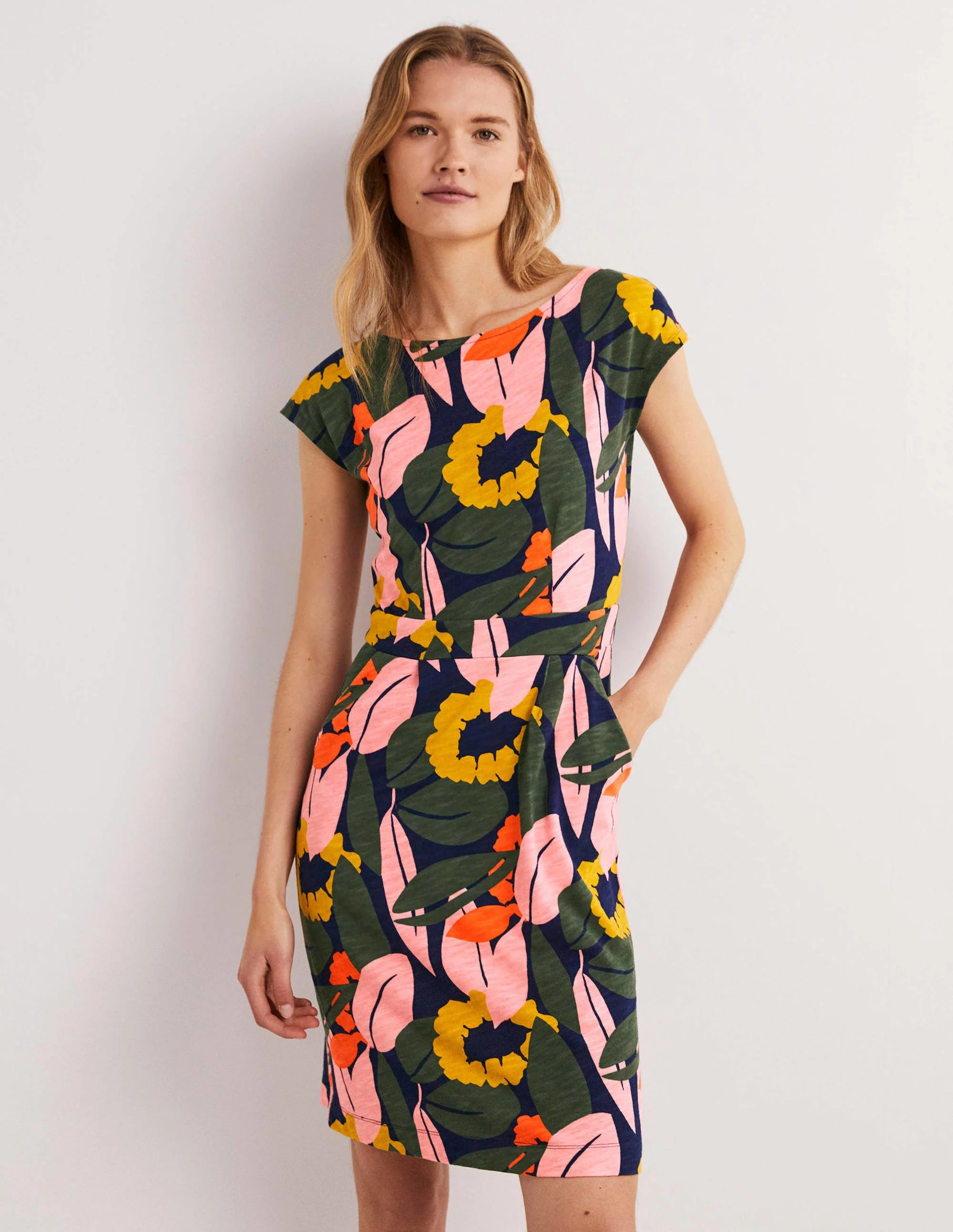 Florrie Jerseykleid-Französisches Navy, Abstrakte Blumen - Image 2