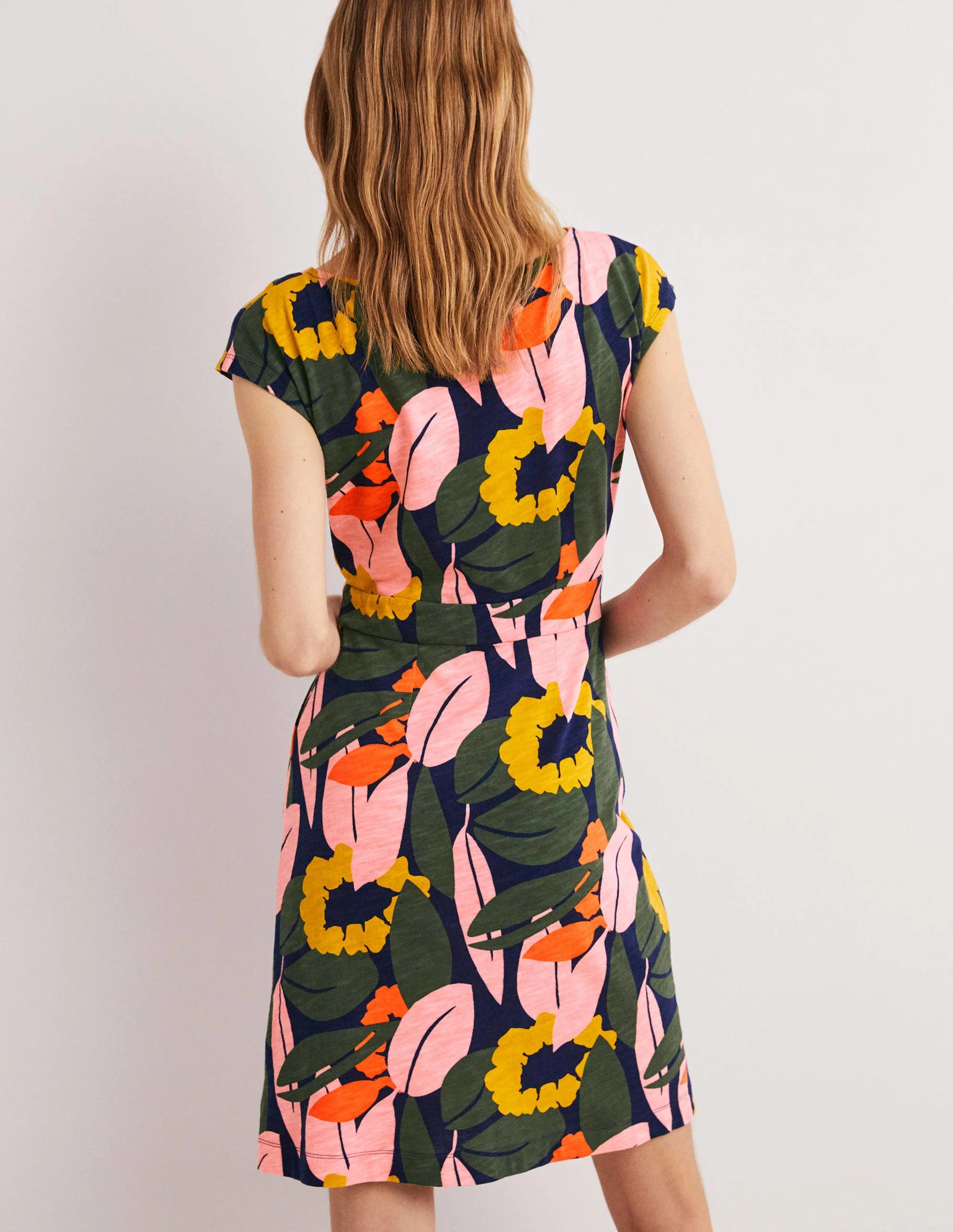 Florrie Jerseykleid-Französisches Navy, Abstrakte Blumen - Image 4