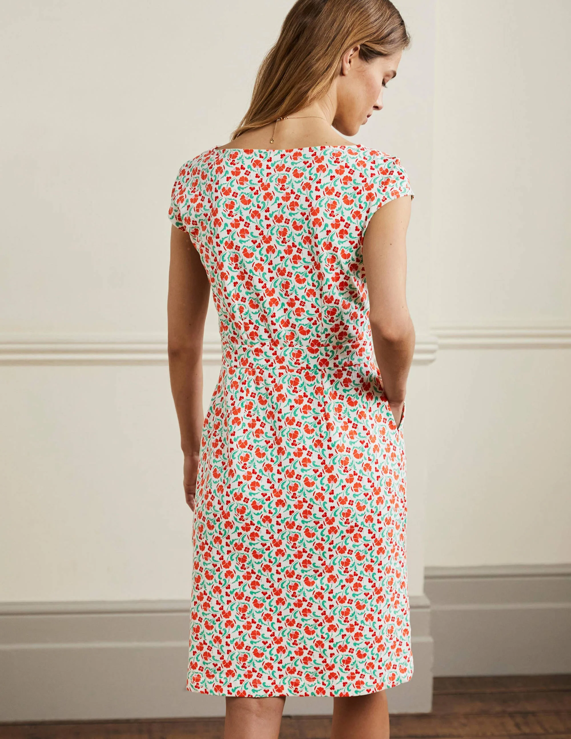 Florrie Jerseykleid-Kräftiges Papayaorange, Zarte Knospen - Image 3