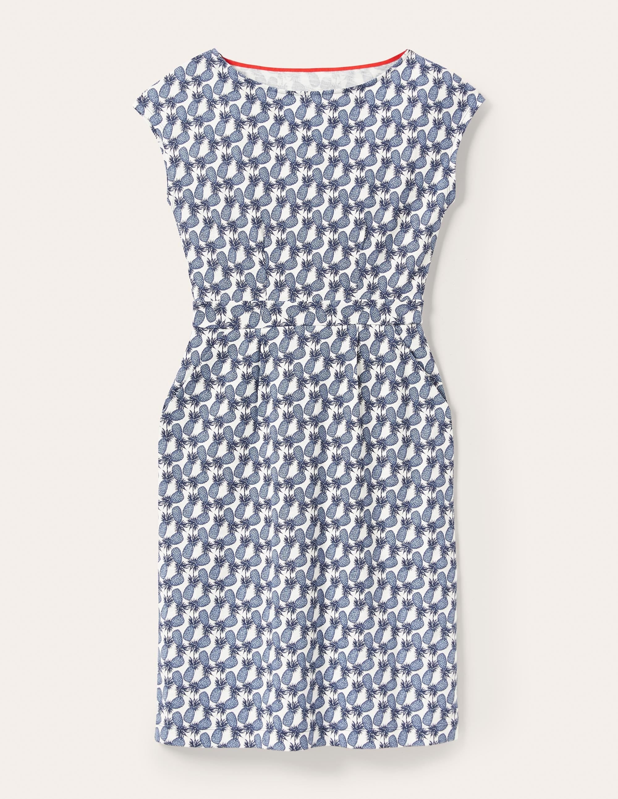 Florrie Jerseykleid-Naturweiß, Gruppiertes Ananasmuster - Image 5