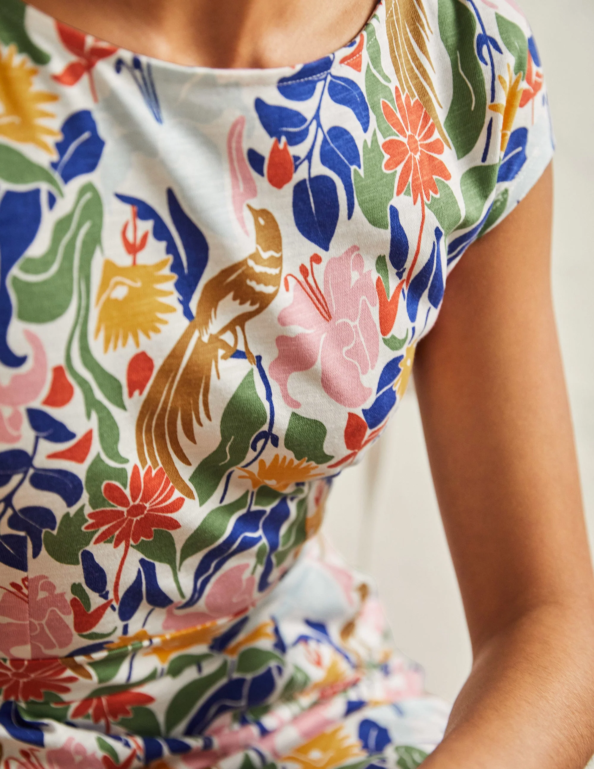Florrie Jerseykleid-Naturweiß, Orientalischer Vogel - Image 2