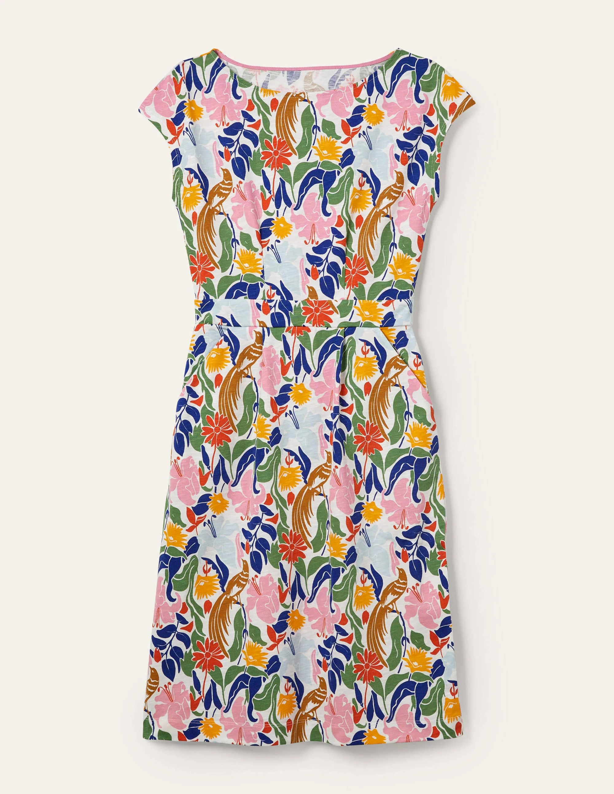 Florrie Jerseykleid-Naturweiß, Orientalischer Vogel - Image 5