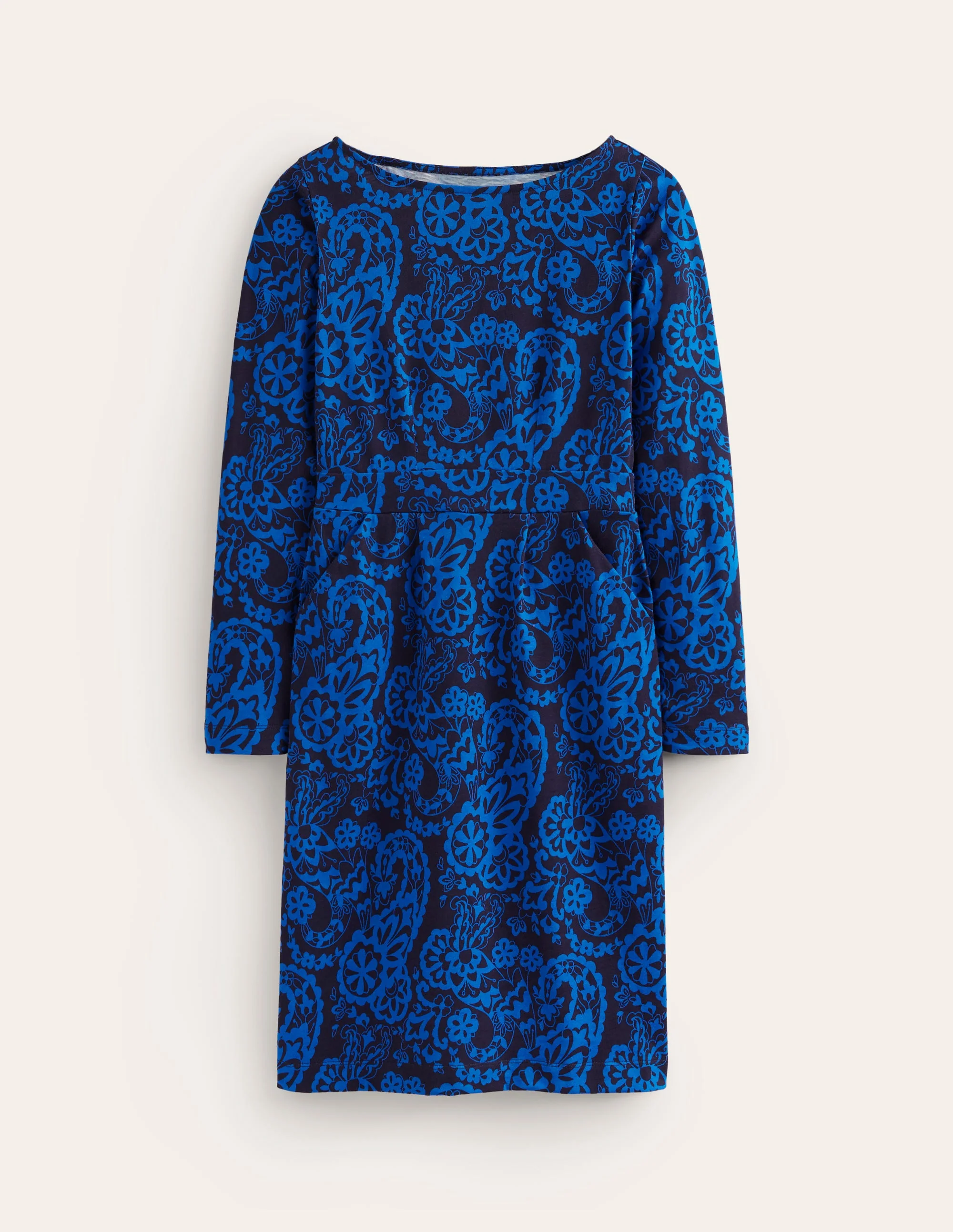 Florrie Langärmeliges Kleid-Blau, Paisley-Kaskade - Image 5