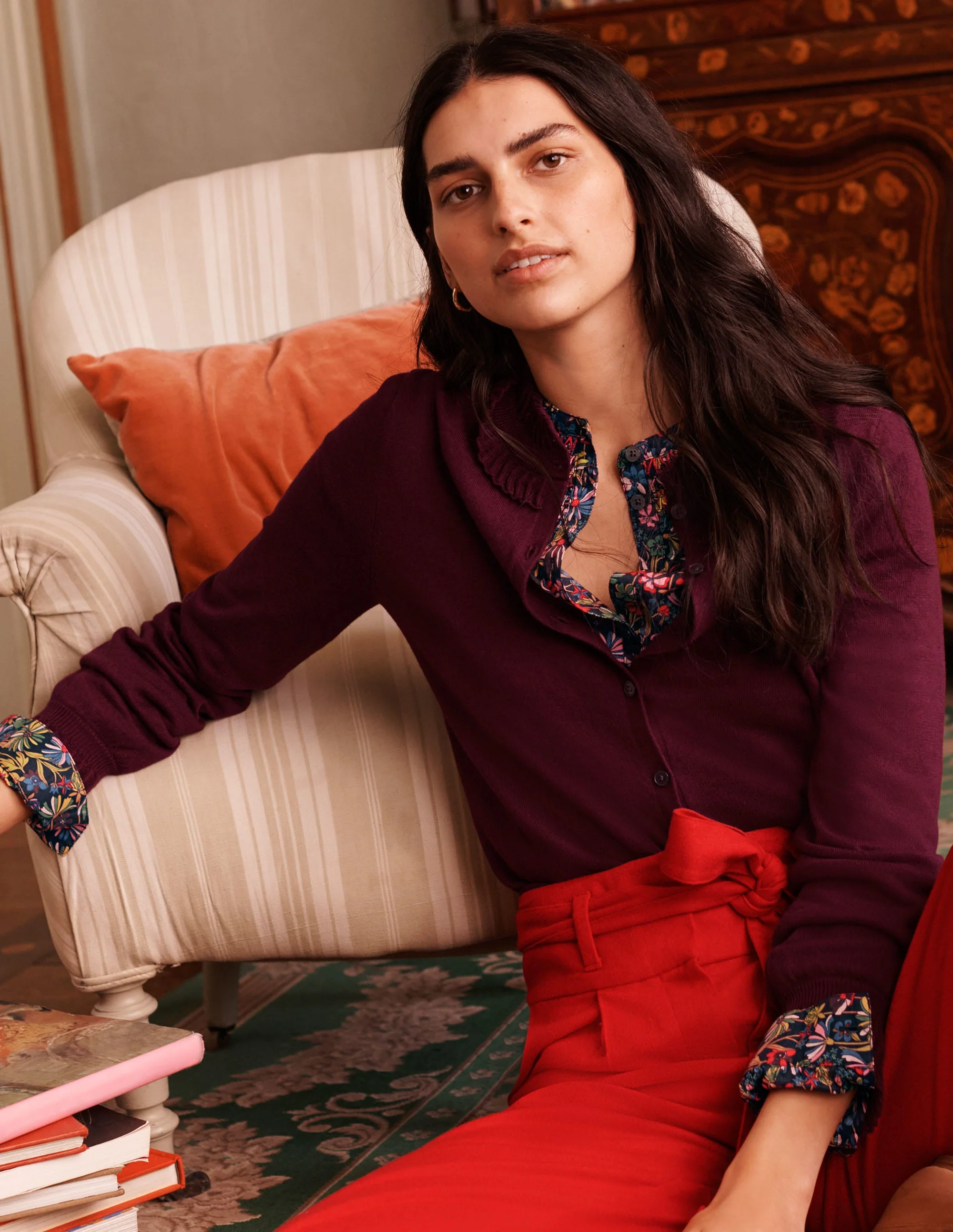 Frederica Pointelle-Cardigan-Dunkelviolett - Image 5