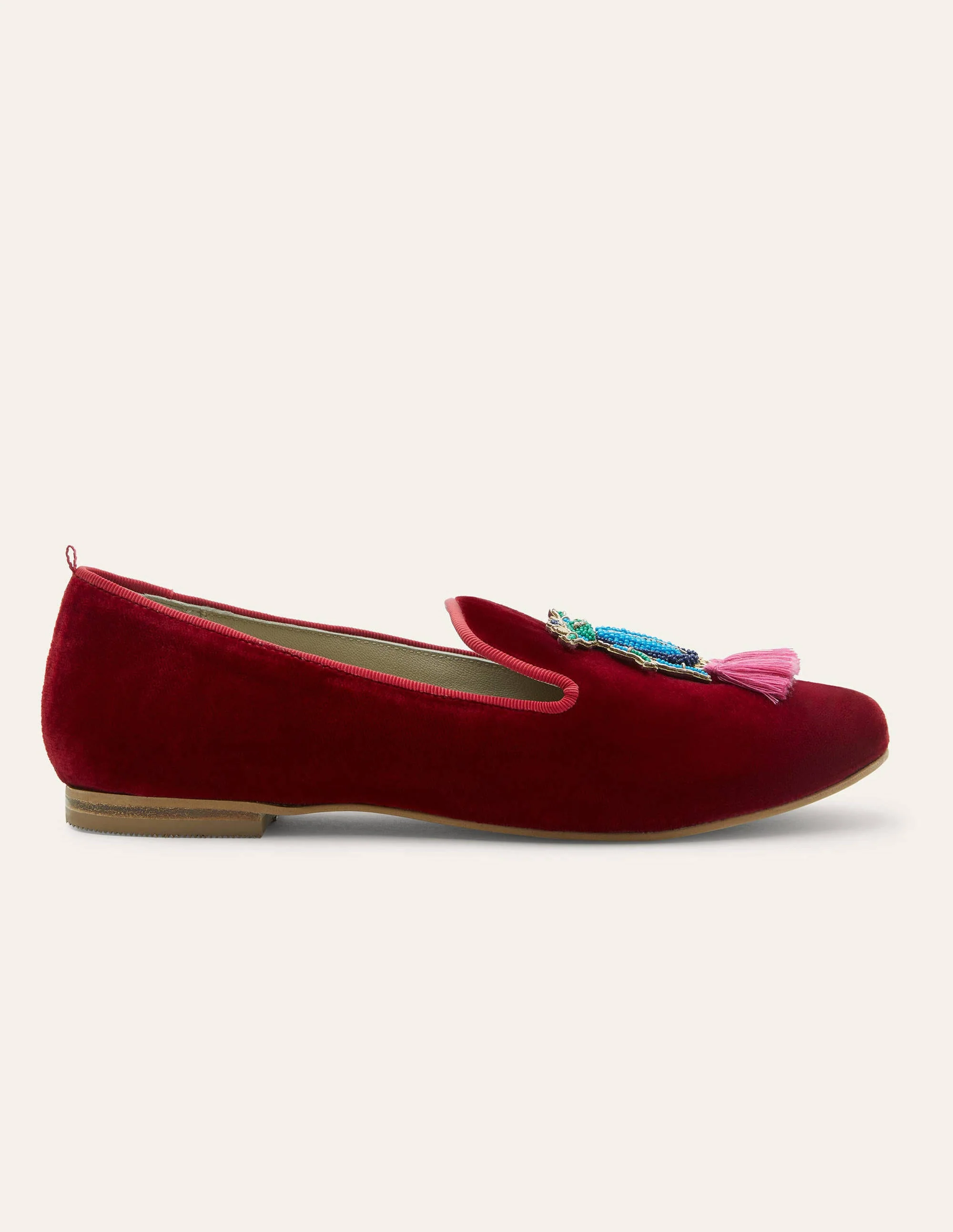 Gabriella Verzierte Loafer-Weinroter Samt, Käfer - Image 2