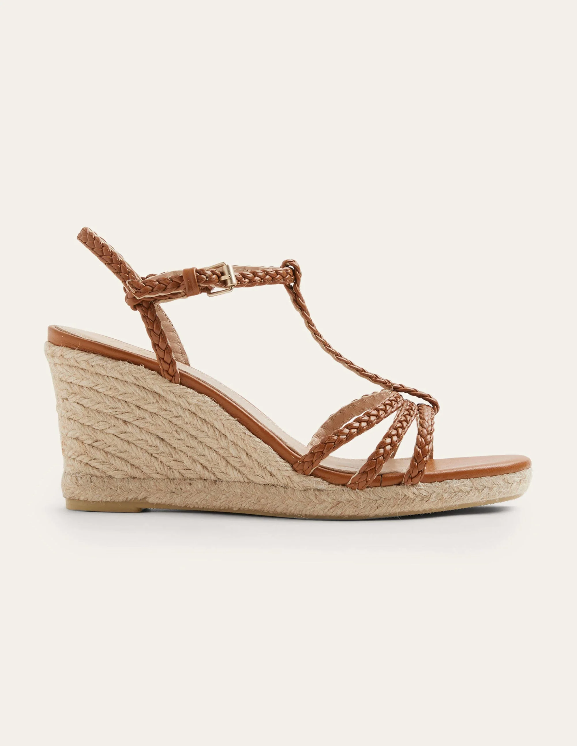 Geflochtene Espadrilles mit Keilabsatz-Hellbraun - Image 5
