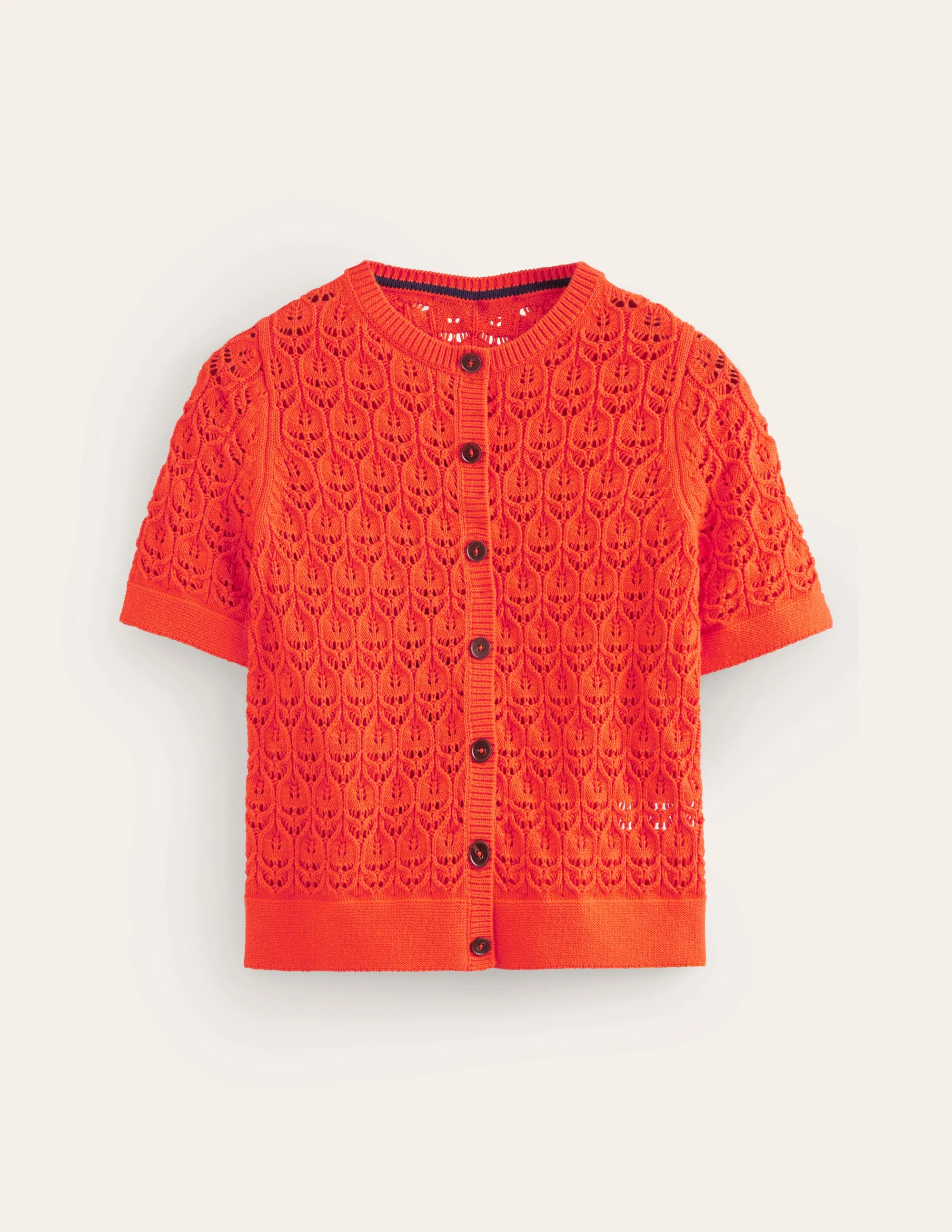 Gehäkelte, kurzärmlige Strickjacke-Mandarinenorange - Image 5