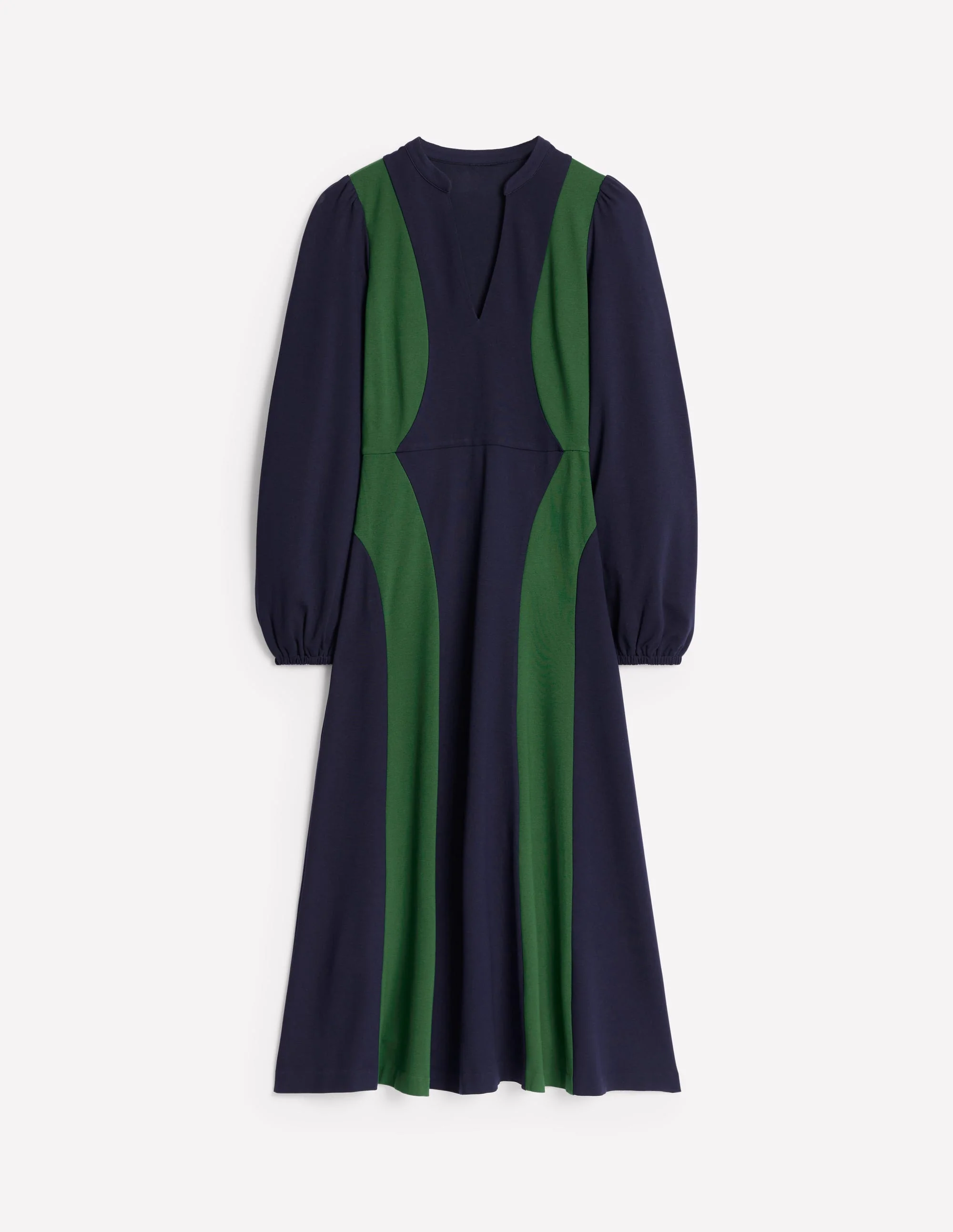 Gekerbtes Ponte-Kleid mit abstraktem Muster-Marineblau, Lichtung - Image 6
