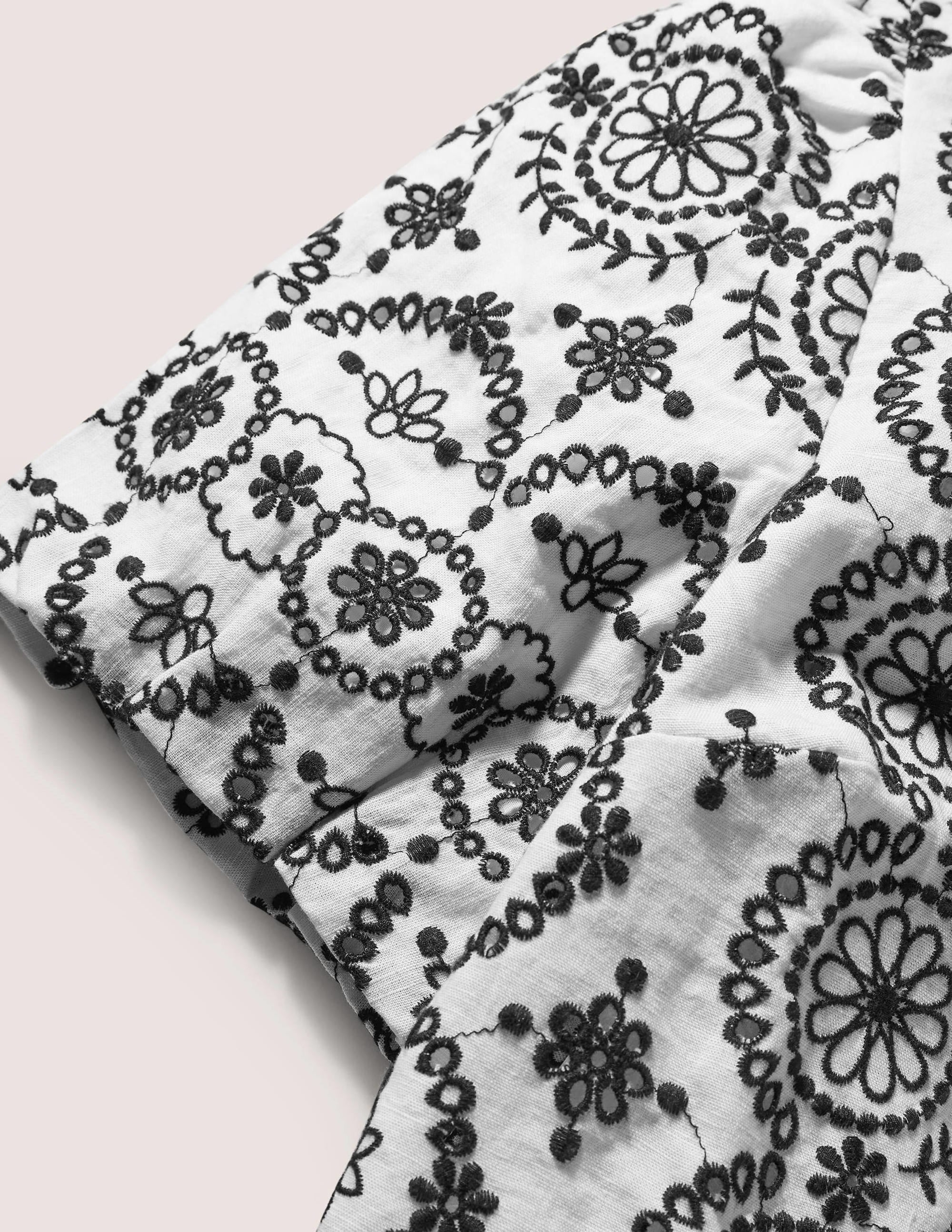 Geknöpfte Bluse mit Puffärmeln-Weiß - Image 6