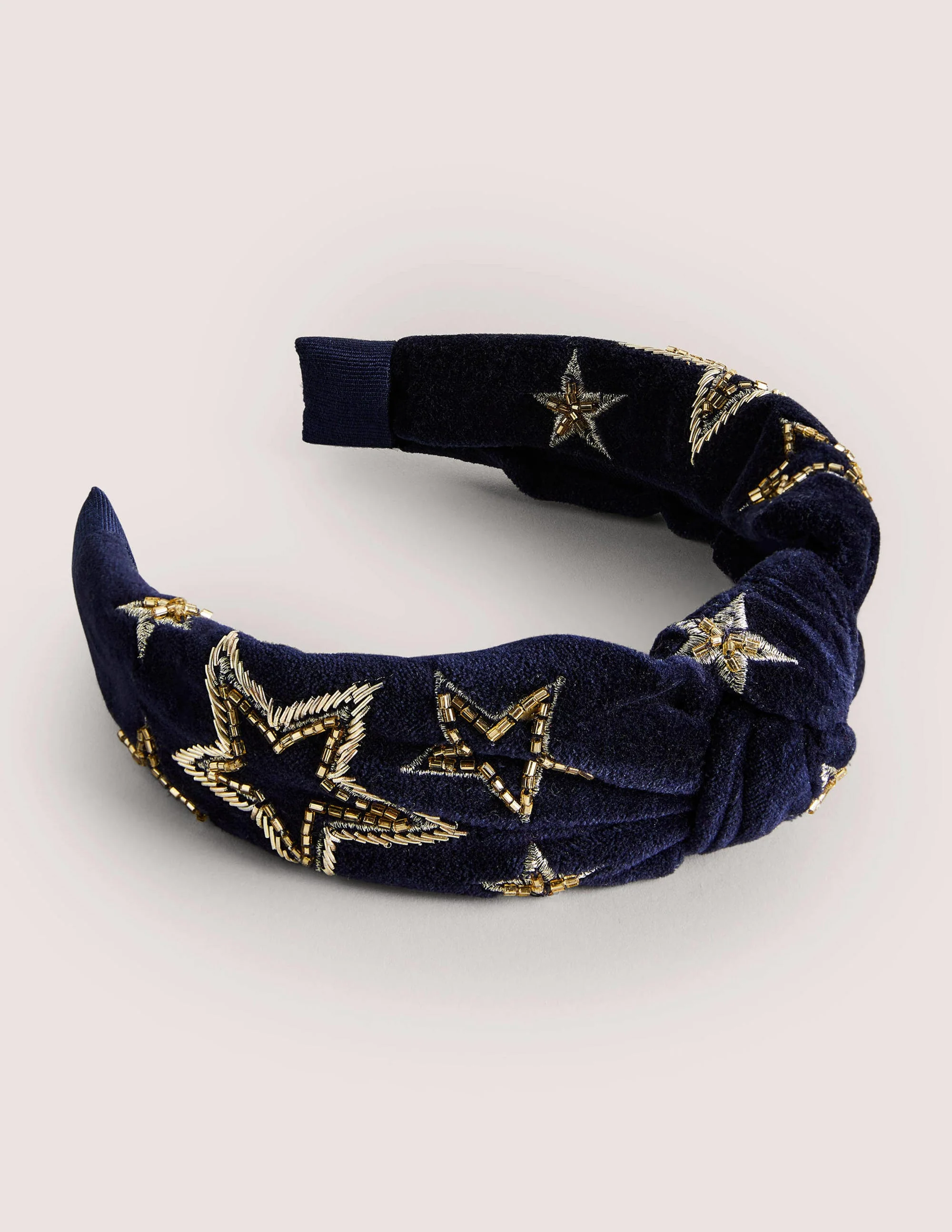 Geknoteter Haarreif mit Verzierungen-Navy, Goldsterne - Image 2