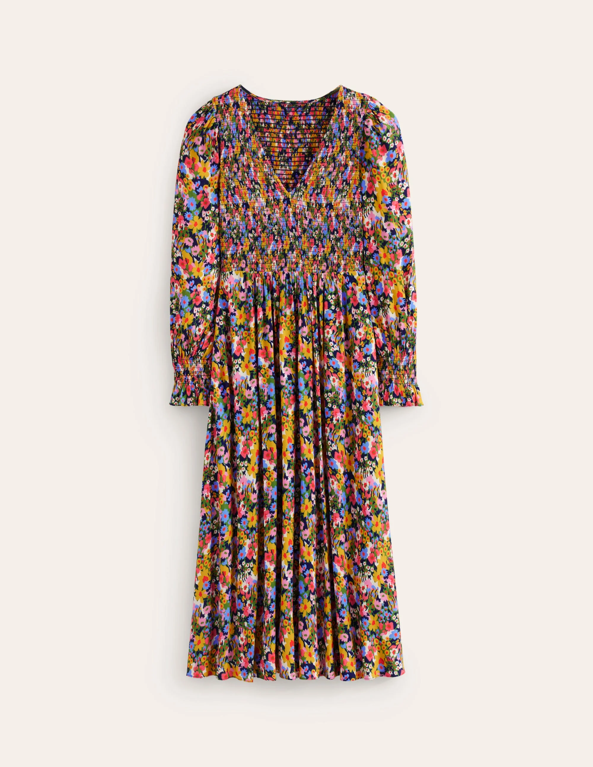 Gemma Gesmoktes Midikleid-Kohlgrün, Motiv Meadow Pop - Image 5