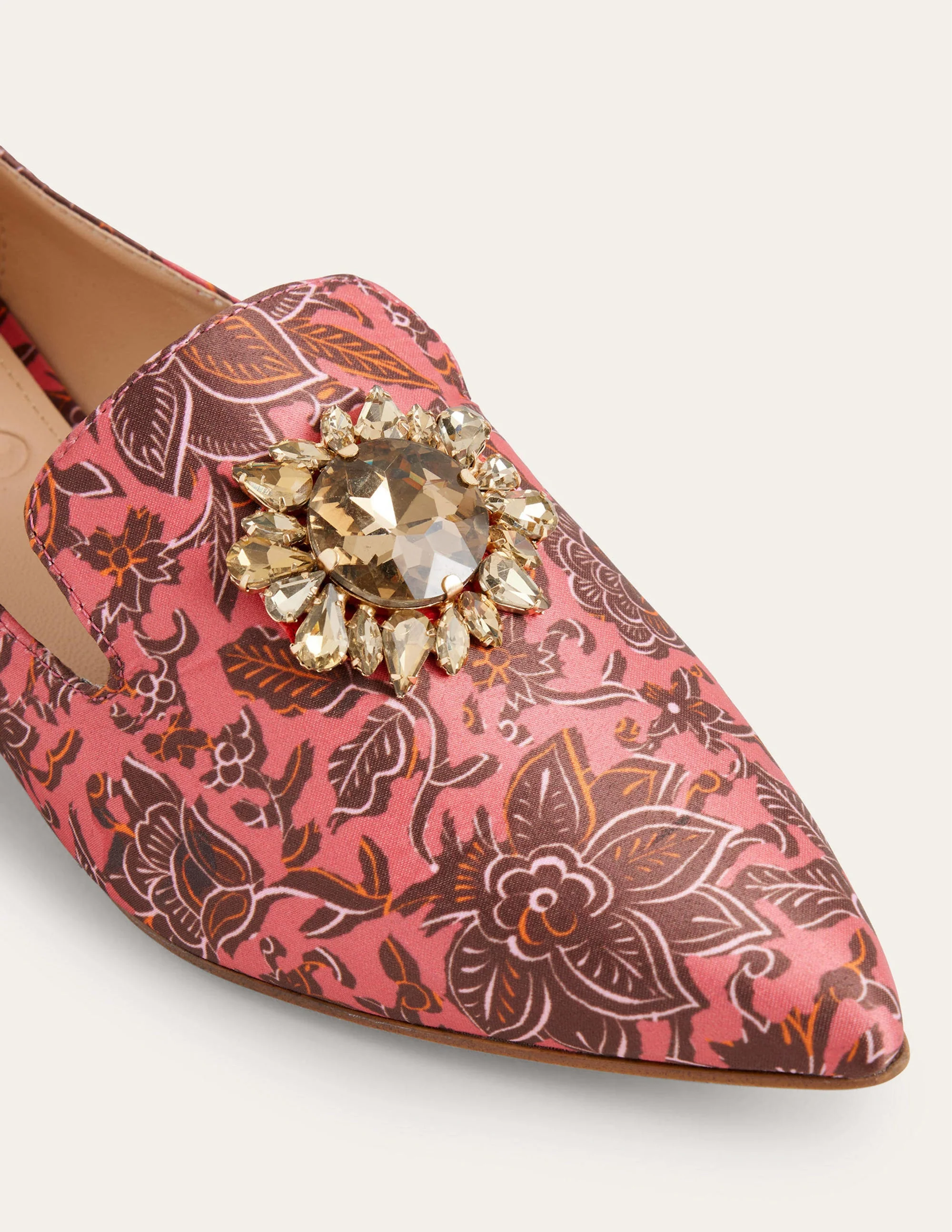 Gemusterte Loafer mit Verzierungen-Blassrosa, Florales Gobelinmuster - Image 3