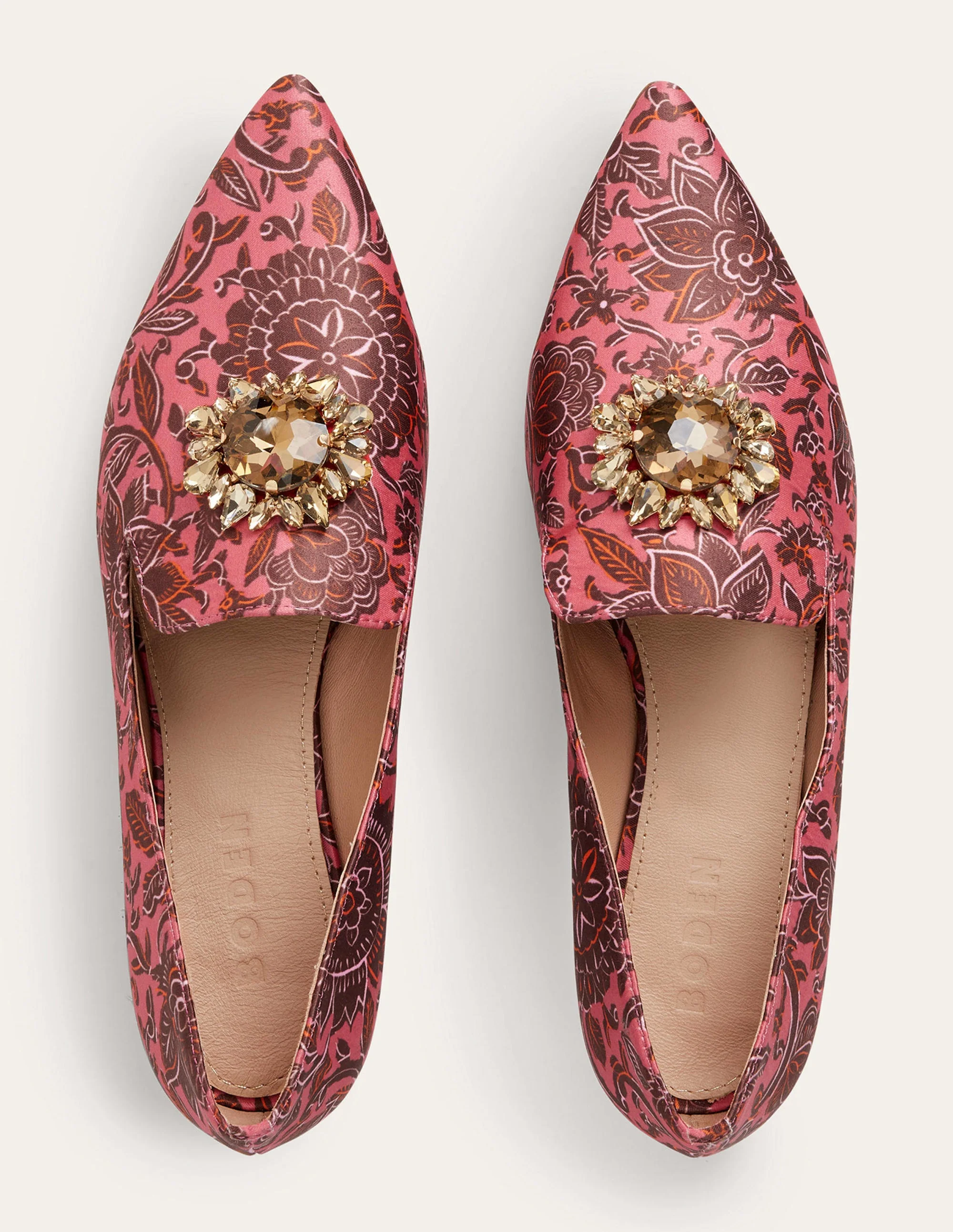 Gemusterte Loafer mit Verzierungen-Blassrosa, Florales Gobelinmuster - Image 4