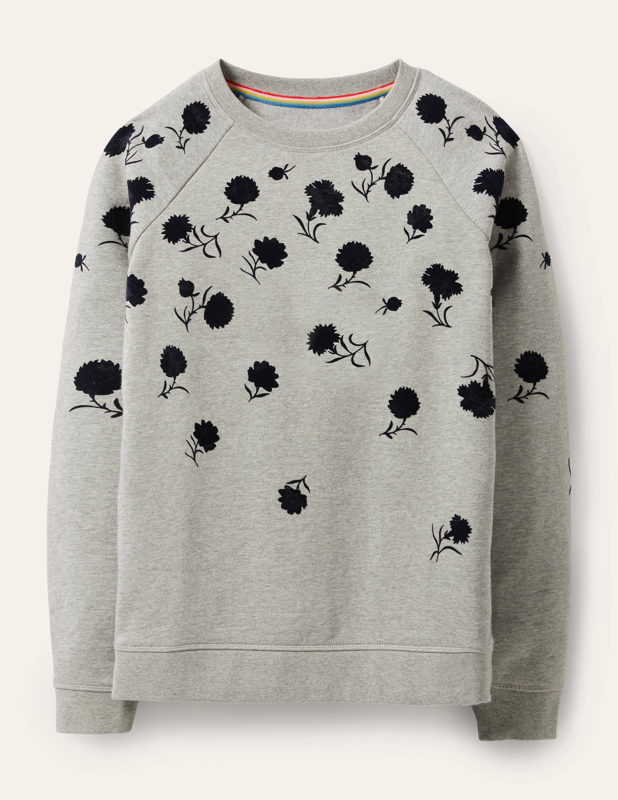 Gemustertes Sweatshirt aus Baumwolle-Grau Meliert, Knospen mit Blättern - Image 6