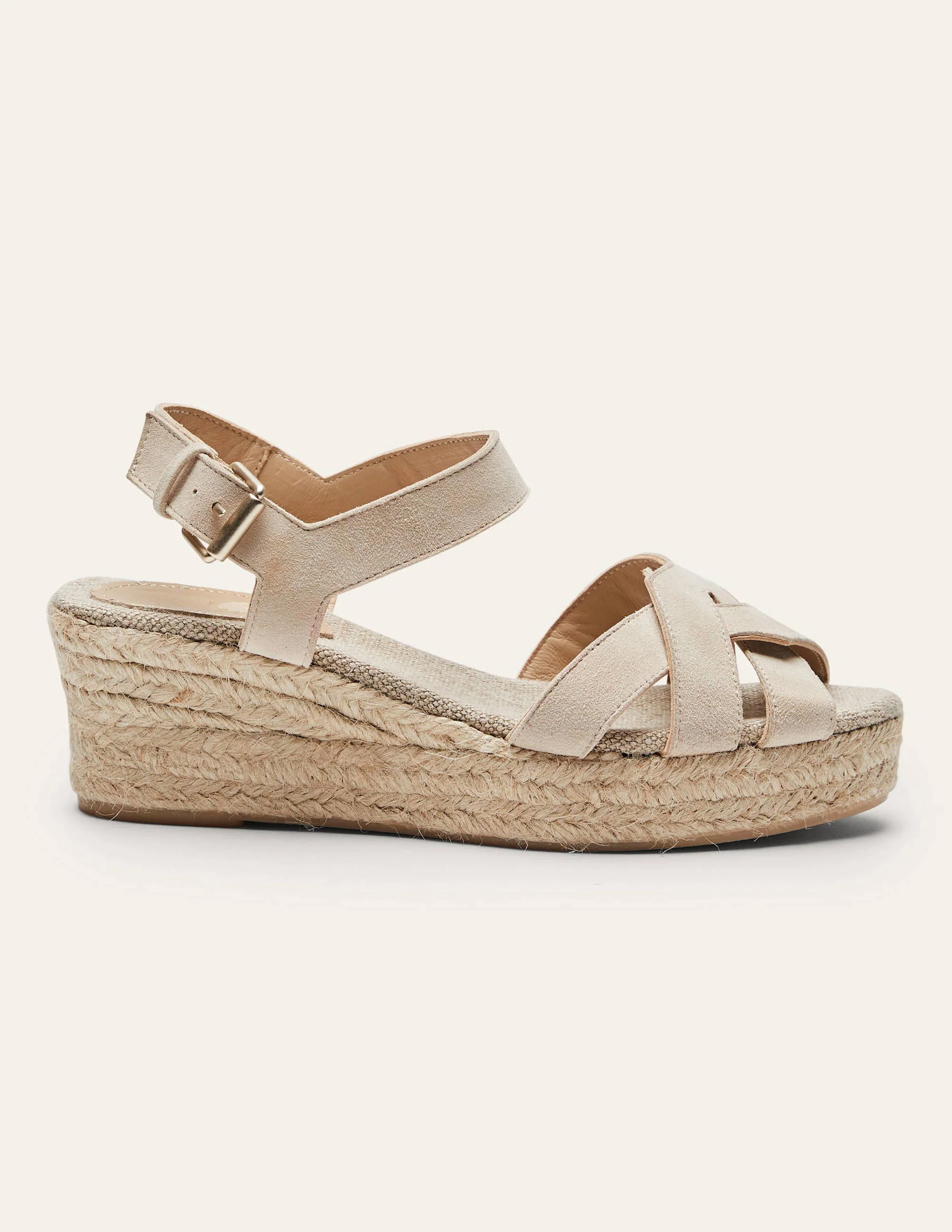 Geometrische Espadrilles mit Keilabsatz-Hellbeige - Image 2