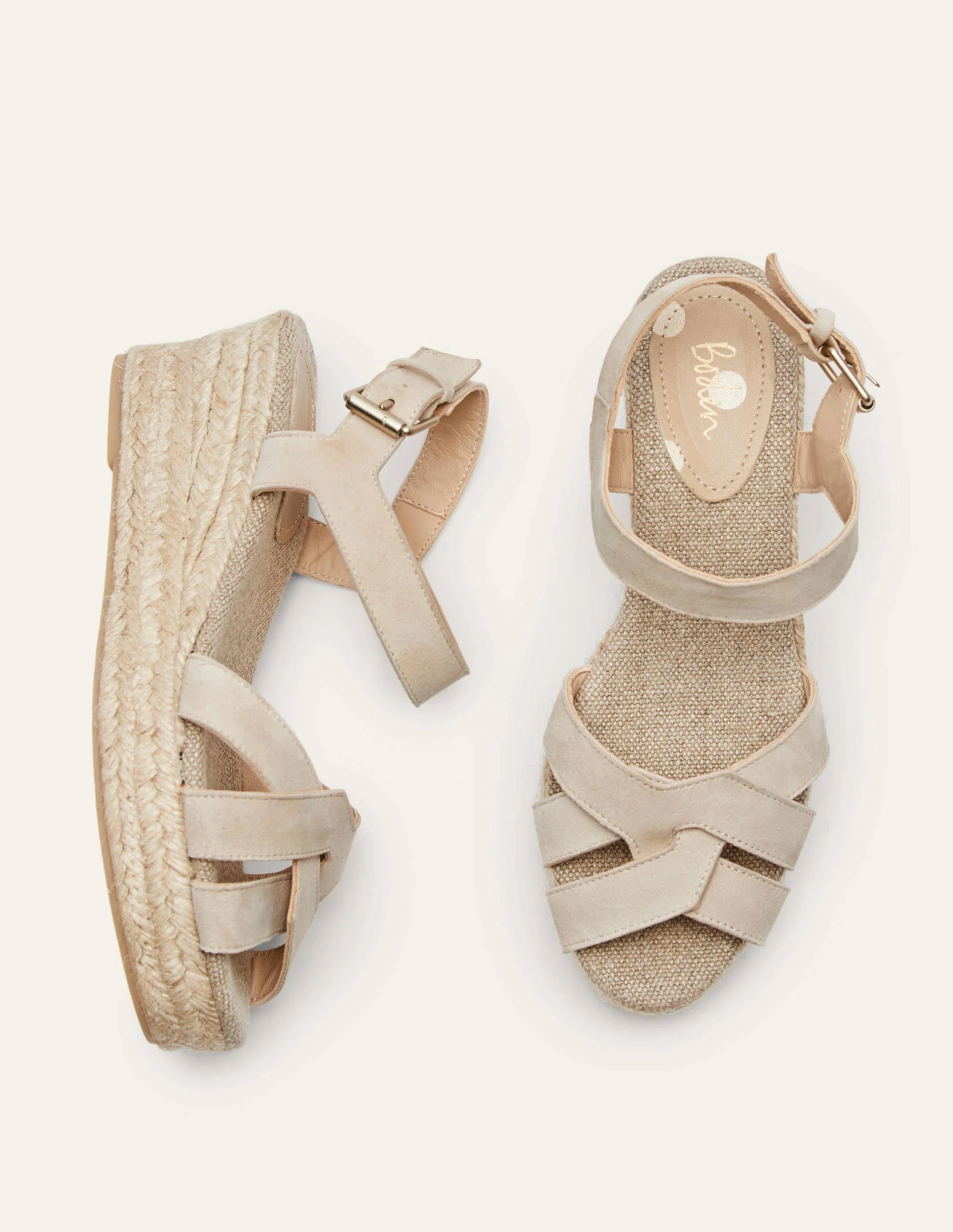 Geometrische Espadrilles mit Keilabsatz-Hellbeige - Image 4