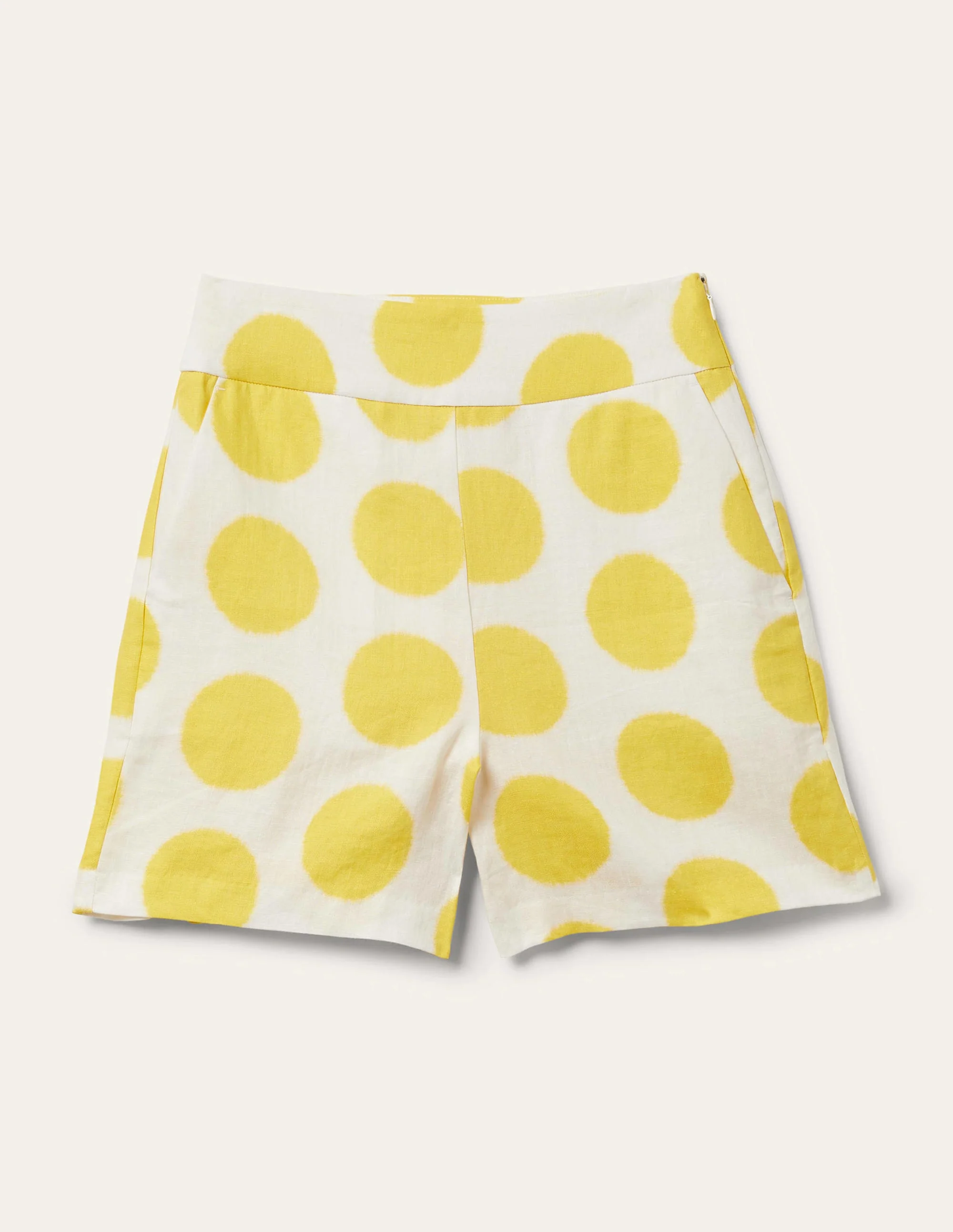 Georgina Leinenshorts-Rauchgelb, Ikat-Tupfen - Image 6