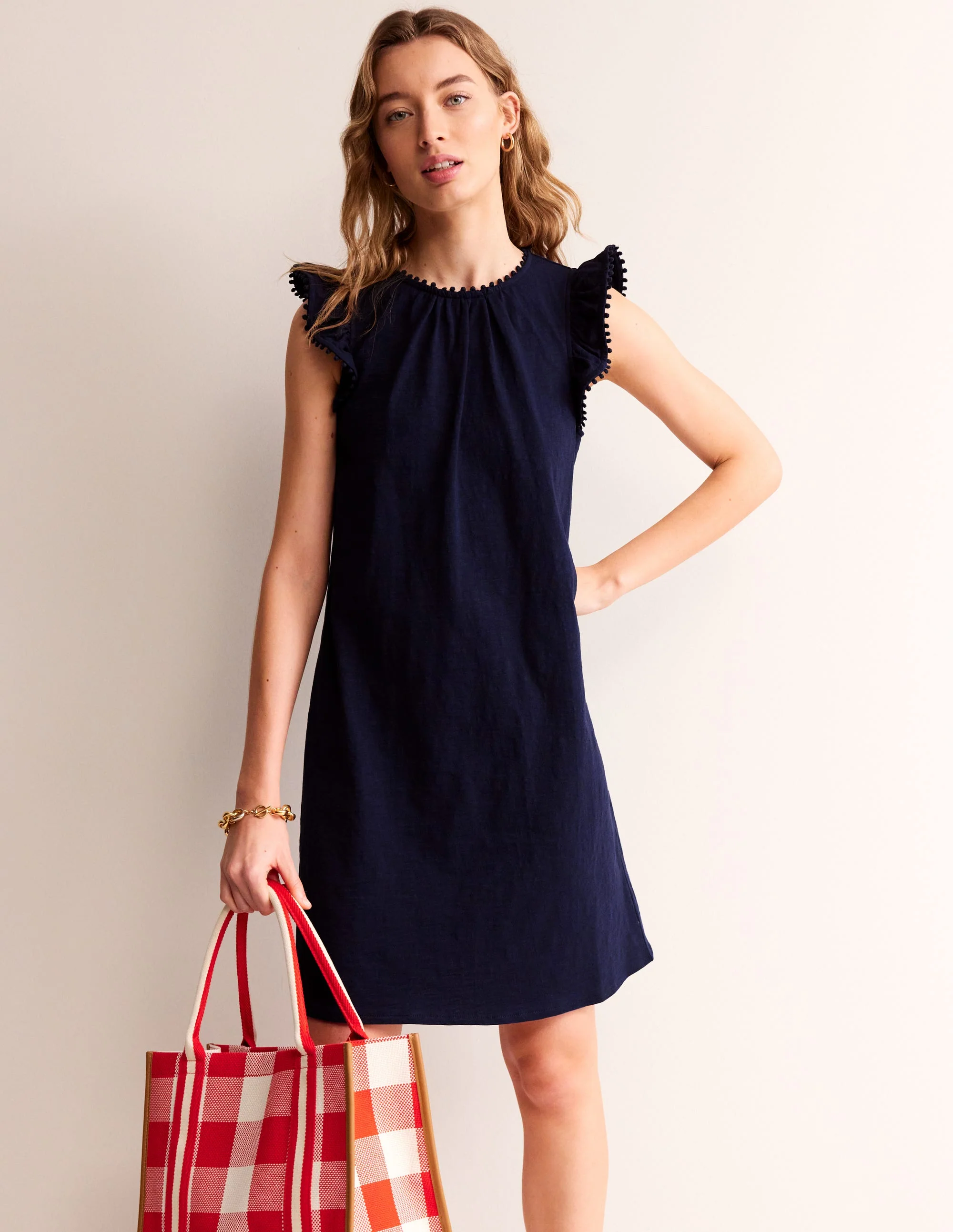 Georgina Rüschenkleid mit Bommeln-Aqua Marine Marl